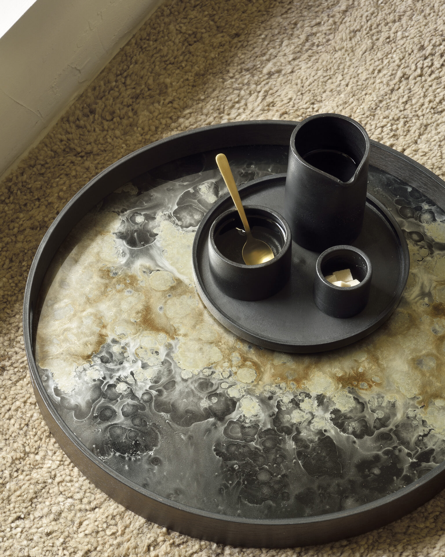 Ethnicraft Rond Dienblad 'Organic' 48cm, kleur Zwart