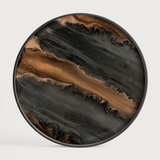 Ethnicraft Rond Dienblad 'Linear Flow' 61cm, kleur Brons