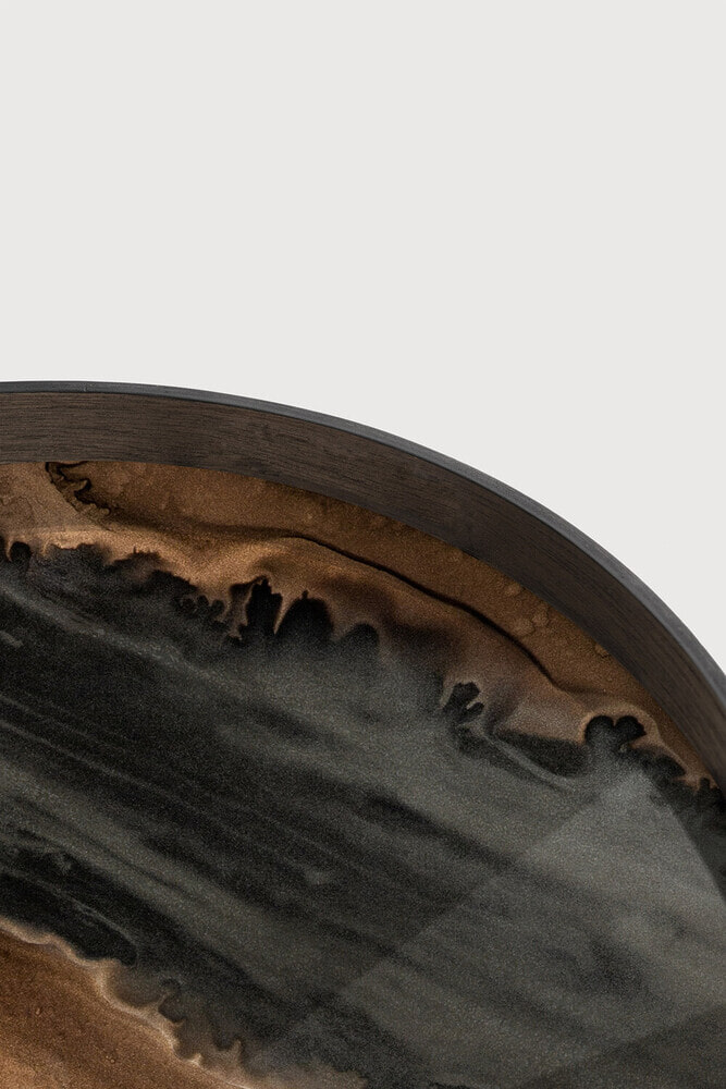 Ethnicraft Rond Dienblad 'Linear Flow' 61cm, kleur Brons