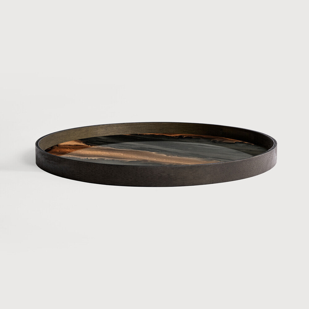 Ethnicraft Rond Dienblad 'Linear Flow' 61cm, kleur Brons