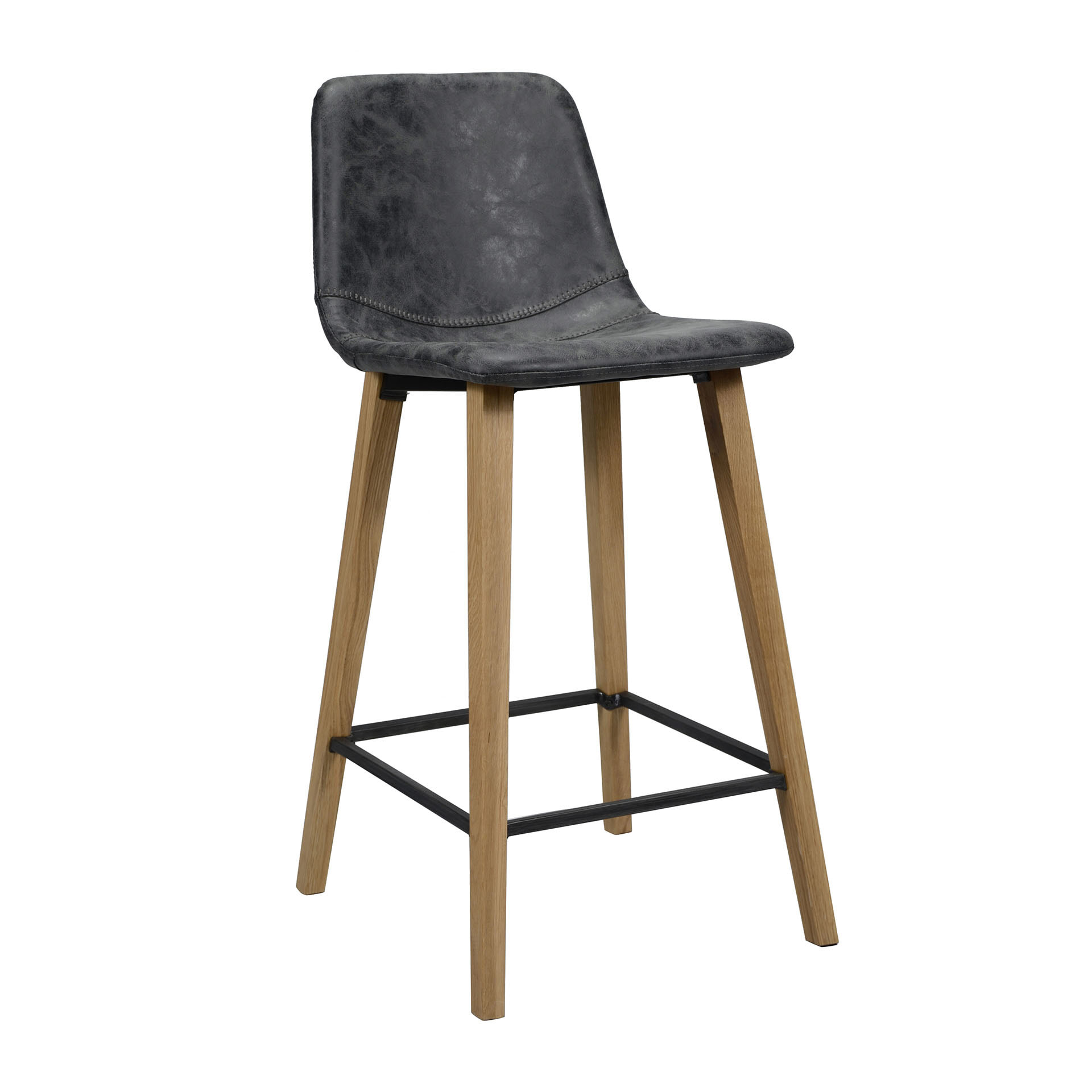 Barstoel 'Jalen' Wax / PU, kleur zwart Barstoel 'Jalen' Wax / PU, kleur zwart