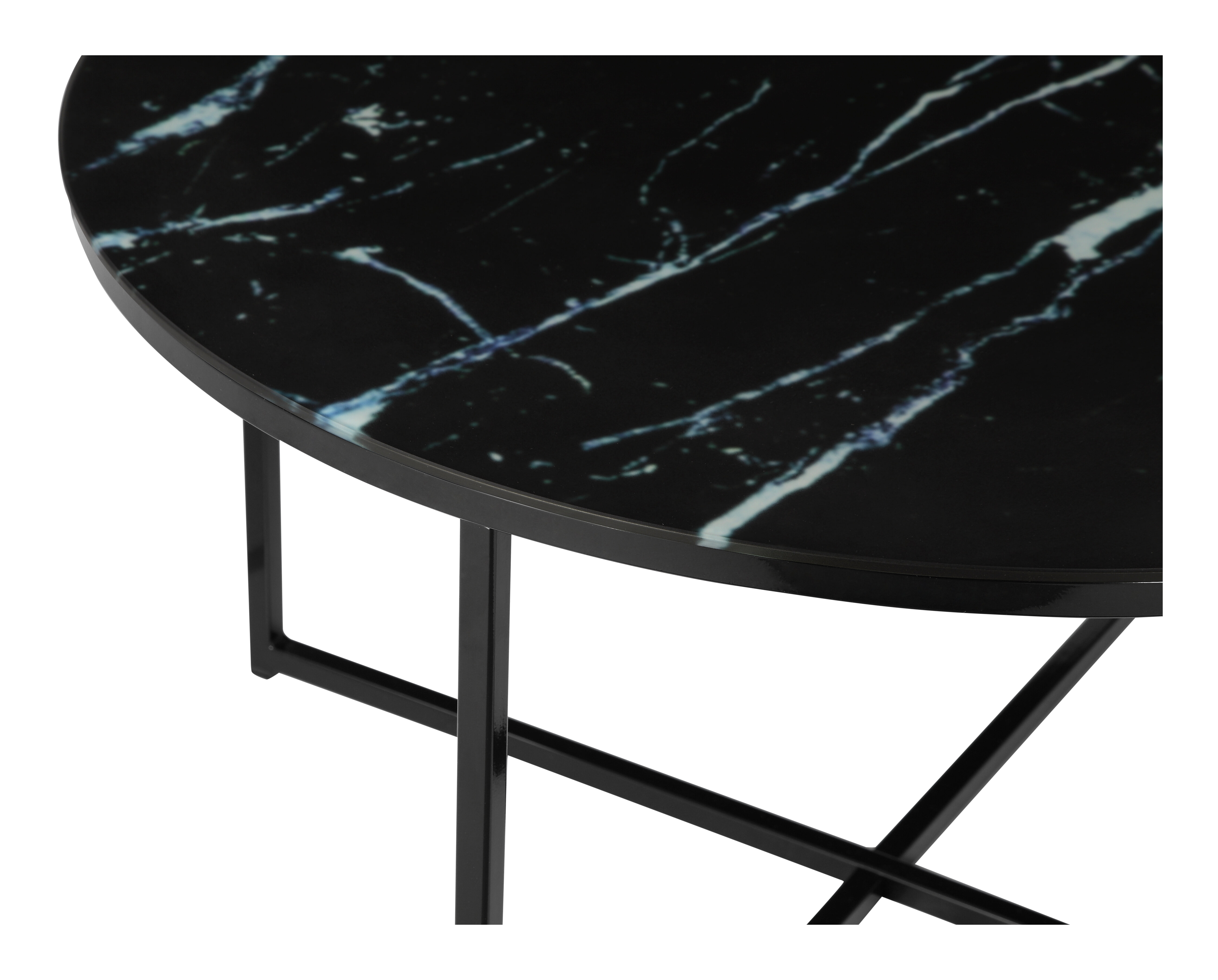 Artistiq Salontafel 'Roel', 80cm, Marmerlook, kleur Zwart