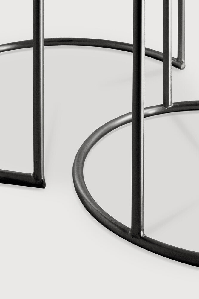 Ethnicraft Ronde Salontafel 'Nesting' Spiegelglas, Set van 2 stuks, kleur Brons