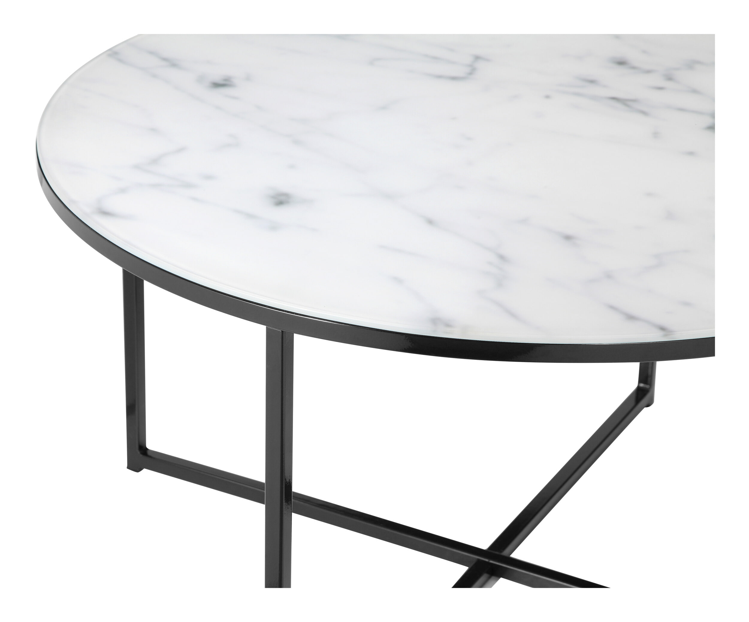 Artistiq Salontafel 'Roel', 80cm, Marmerlook, kleur Wit/Zwart