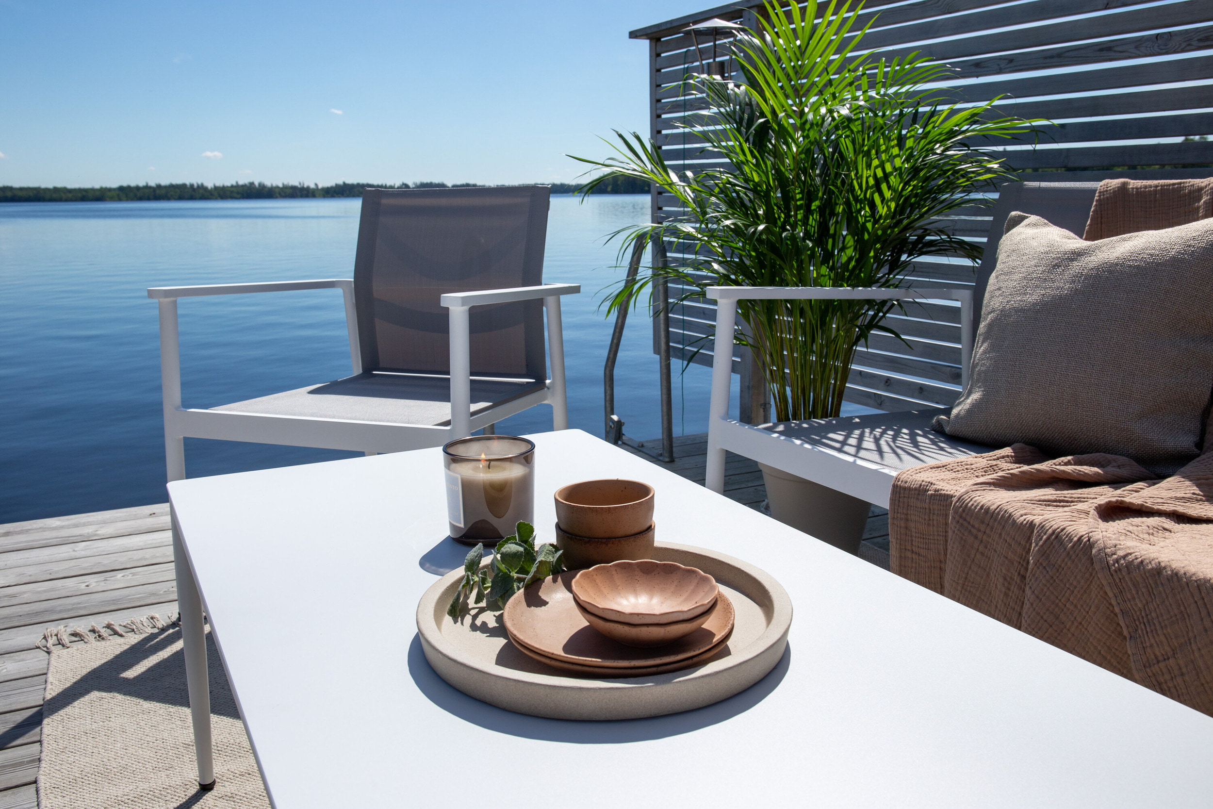 Nohr Loungeset 'Erikka' Met bank, 2 loungestoelen en tafel, kleur Wit/Grijs