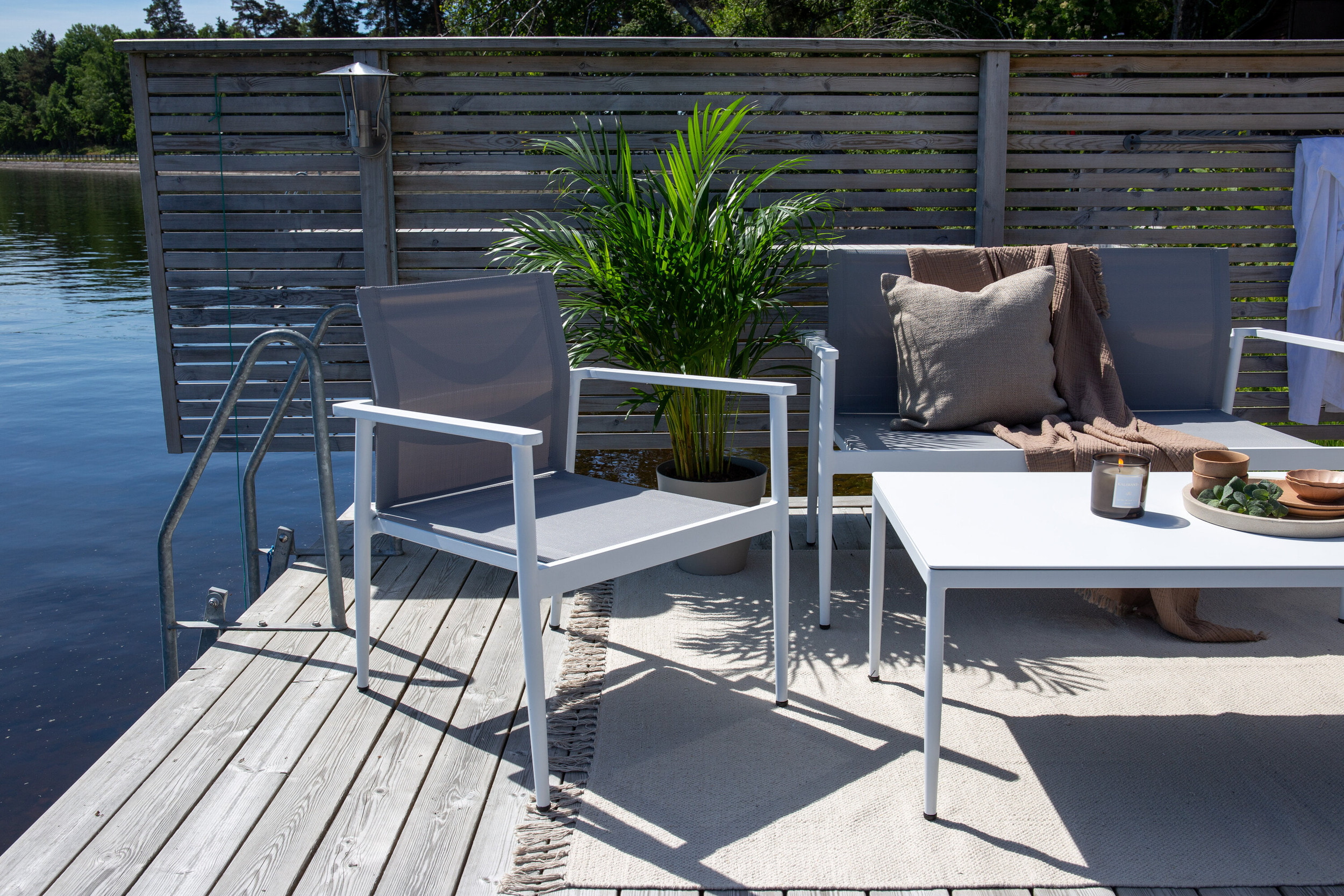 Nohr Loungeset 'Erikka' Met bank, 2 loungestoelen en tafel, kleur Wit/Grijs