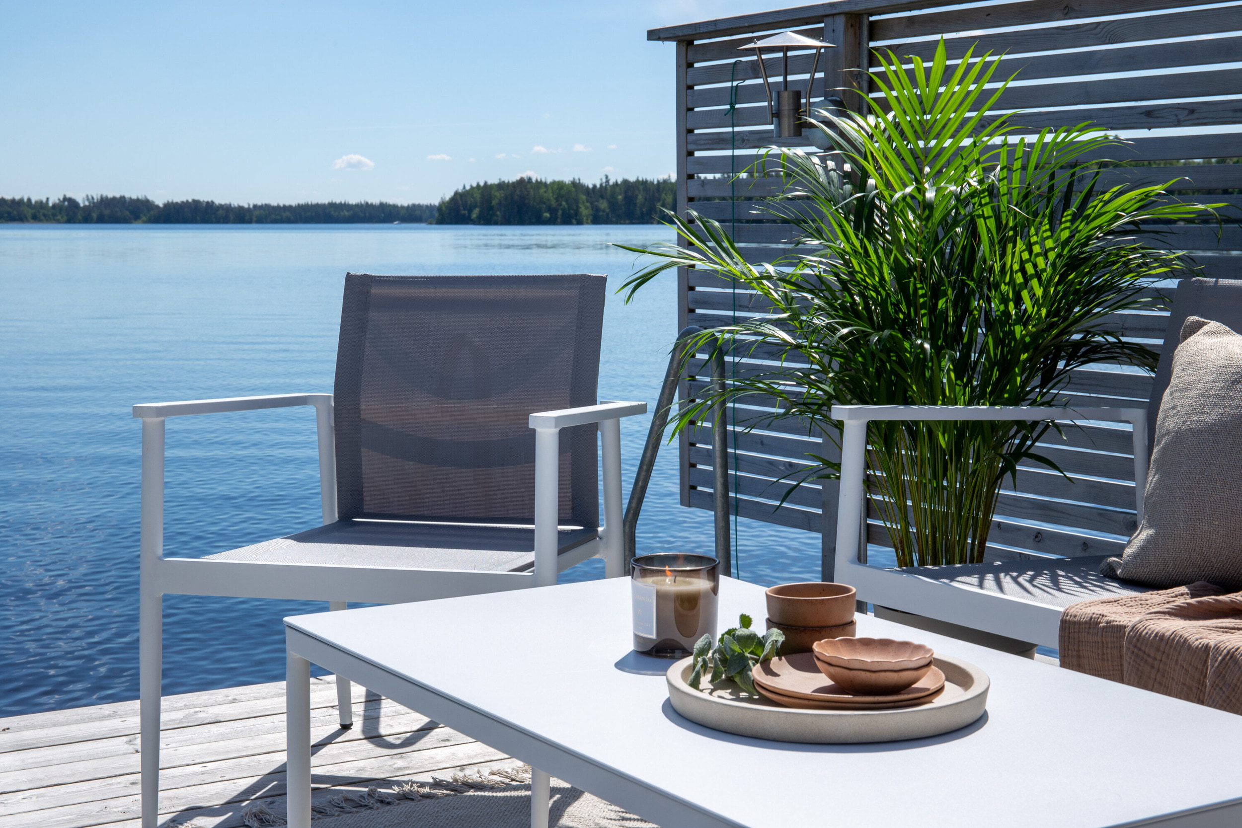 Nohr Loungeset 'Erikka' Met bank, 2 loungestoelen en tafel, kleur Wit/Grijs