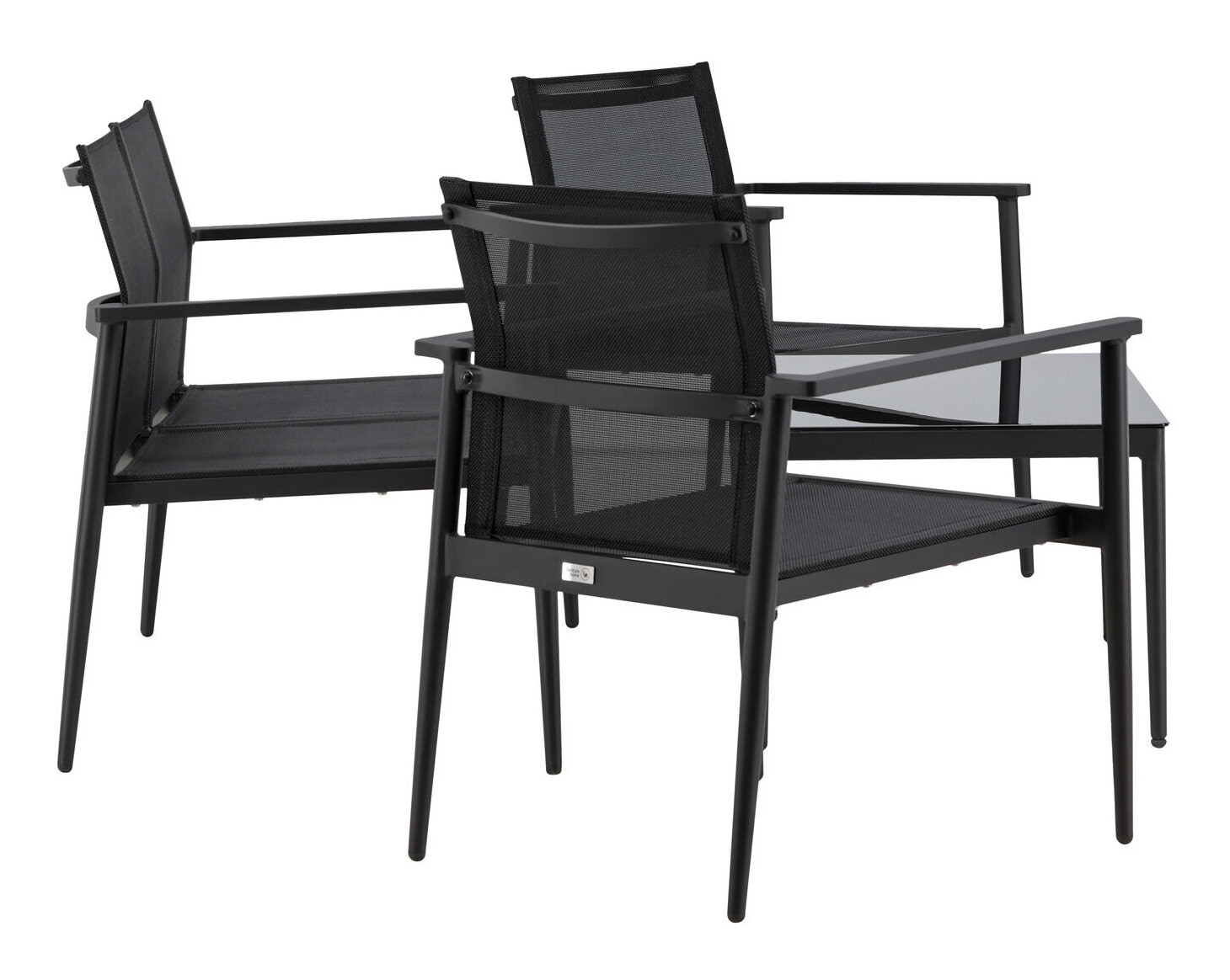 Nohr Loungeset 'Erikka' Met bank, 2 loungestoelen en tafel, kleur Zwart