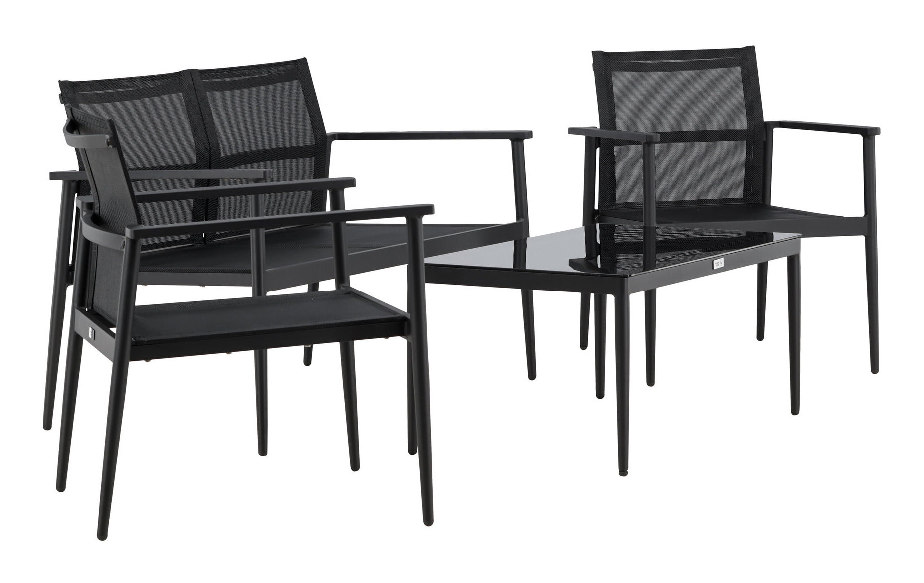 Nohr Loungeset 'Erikka' Met bank, 2 loungestoelen en tafel, kleur Zwart