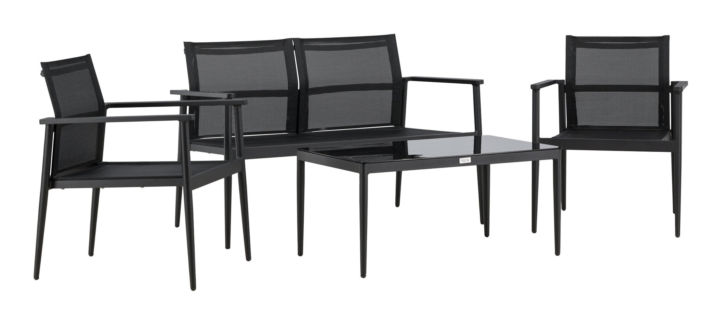 Nohr Loungeset 'Erikka' Met bank, 2 loungestoelen en tafel, kleur Zwart
