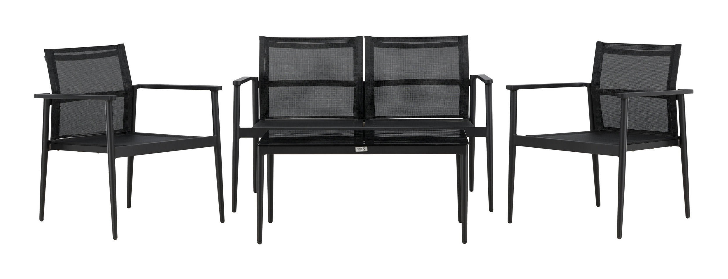 Nohr Loungeset 'Erikka' Met bank, 2 loungestoelen en tafel, kleur Zwart