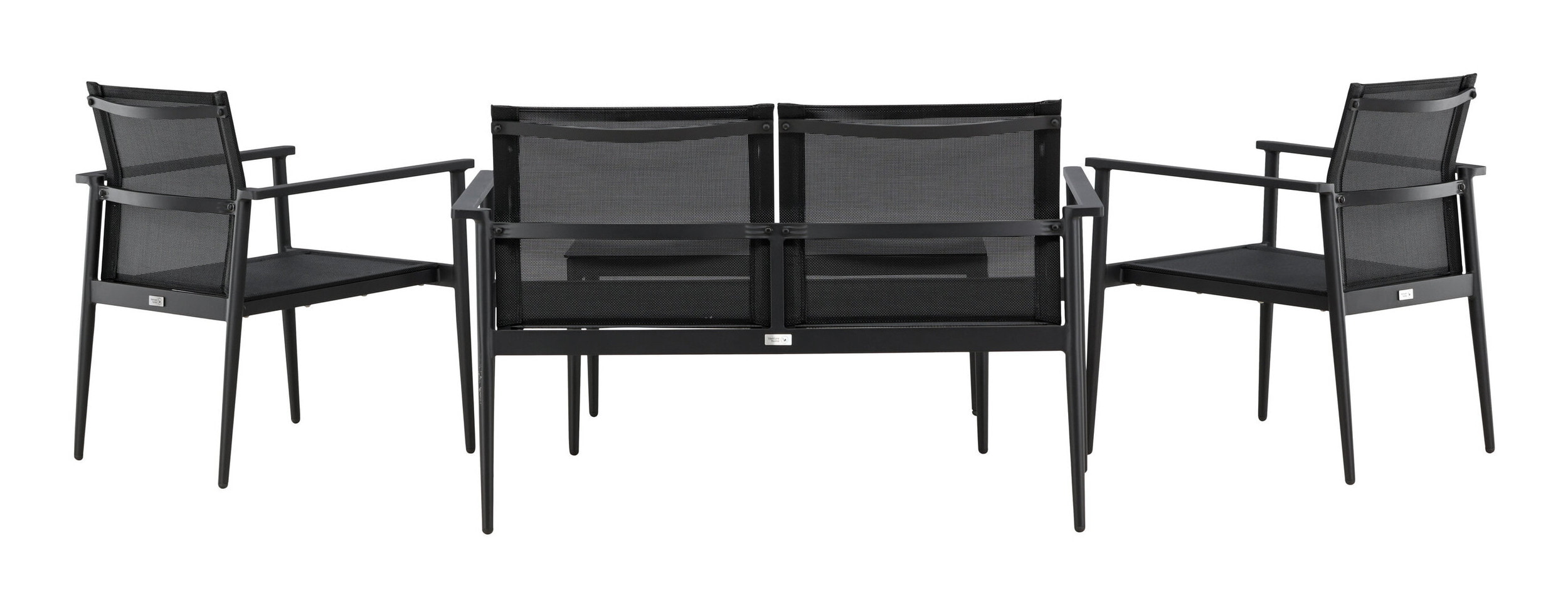 Nohr Loungeset 'Erikka' Met bank, 2 loungestoelen en tafel, kleur Zwart