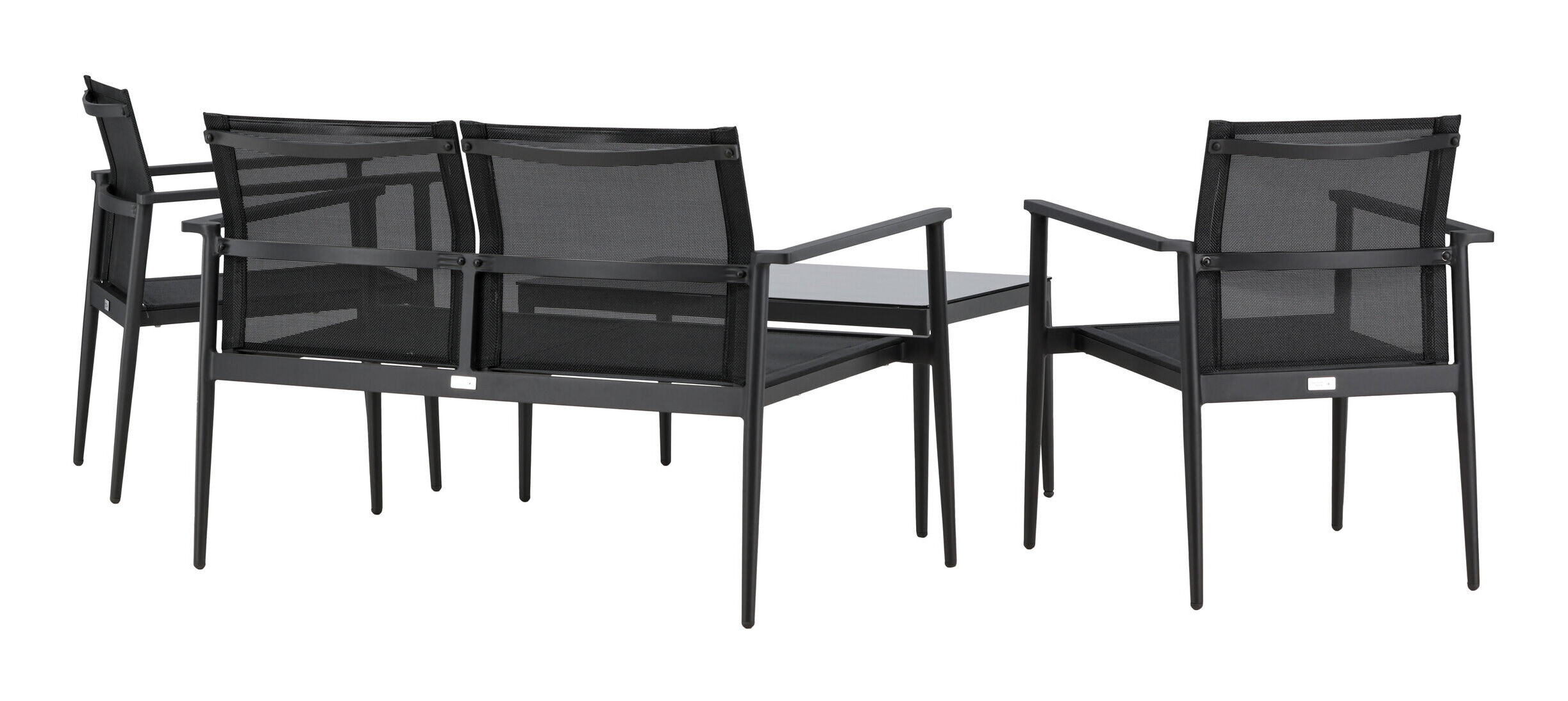Nohr Loungeset 'Erikka' Met bank, 2 loungestoelen en tafel, kleur Zwart