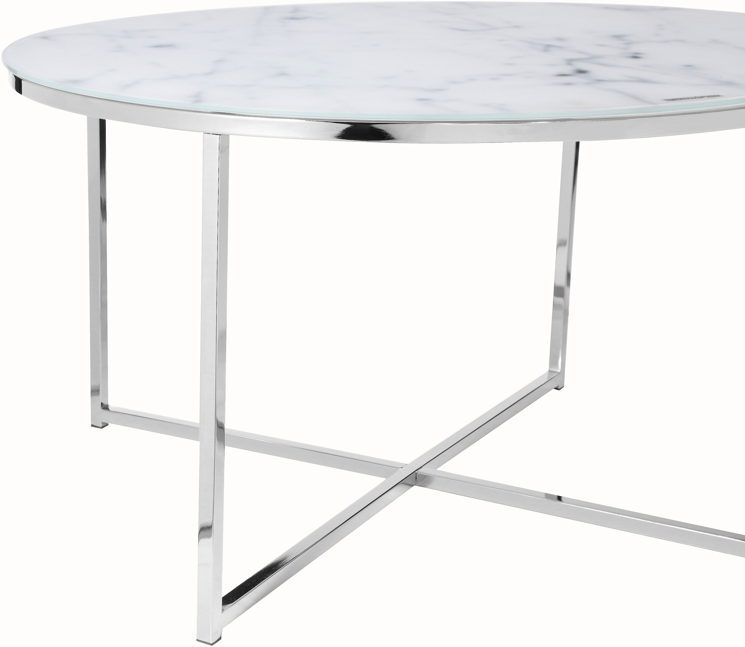 Artistiq Salontafel 'Roel', 80cm, Marmerlook, kleur Wit /Chroom