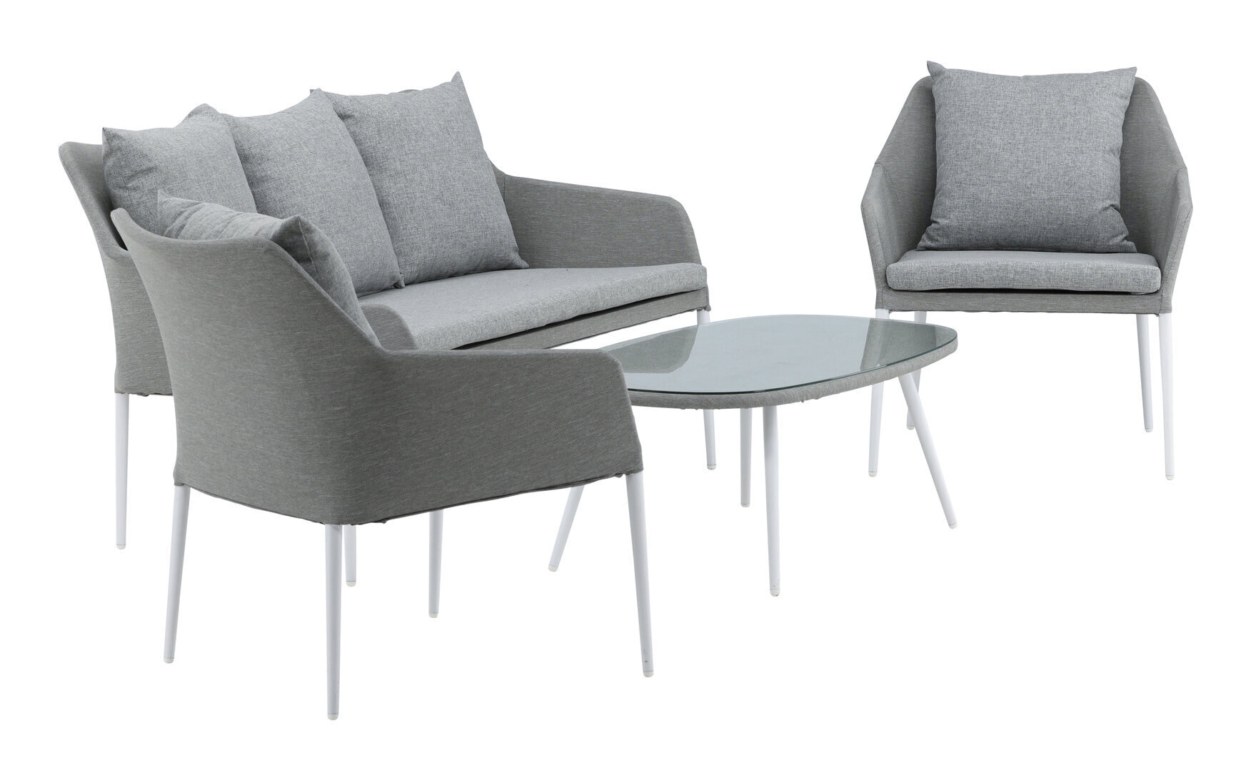 Nohr Loungeset 'Felica' Met bank, 2 loungestoelen en tafel, kleur Grijs