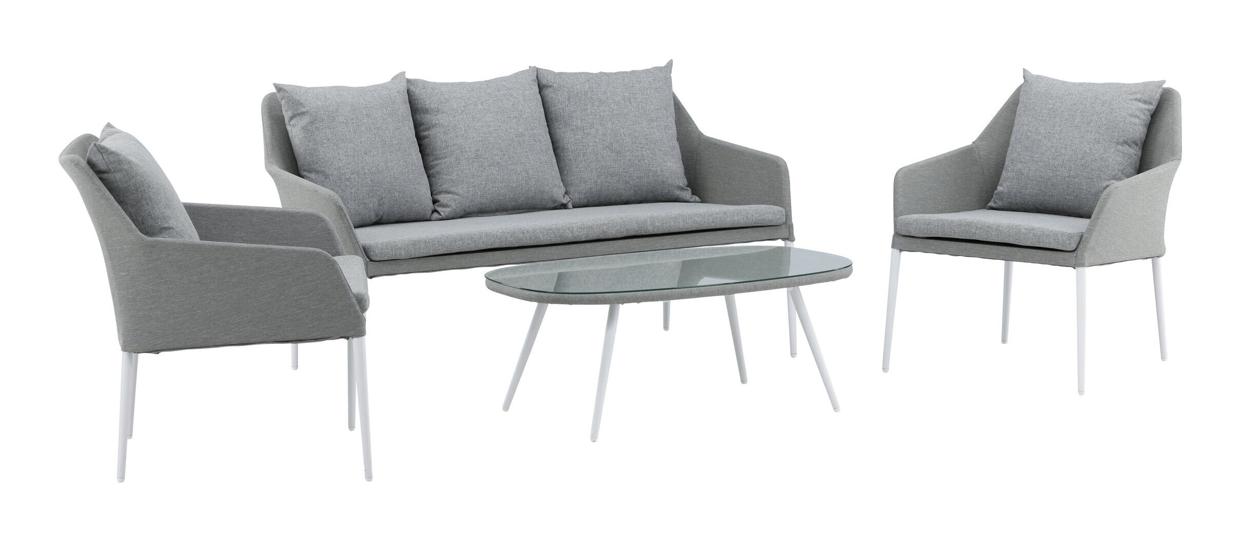 Nohr Loungeset 'Felica' Met bank, 2 loungestoelen en tafel, kleur Grijs