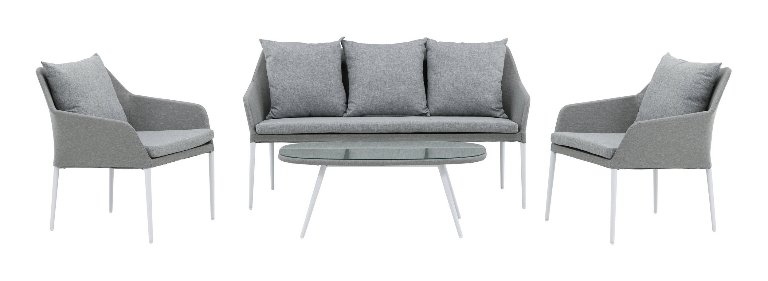 Nohr Loungeset 'Felica' Met bank, 2 loungestoelen en tafel, kleur Grijs
