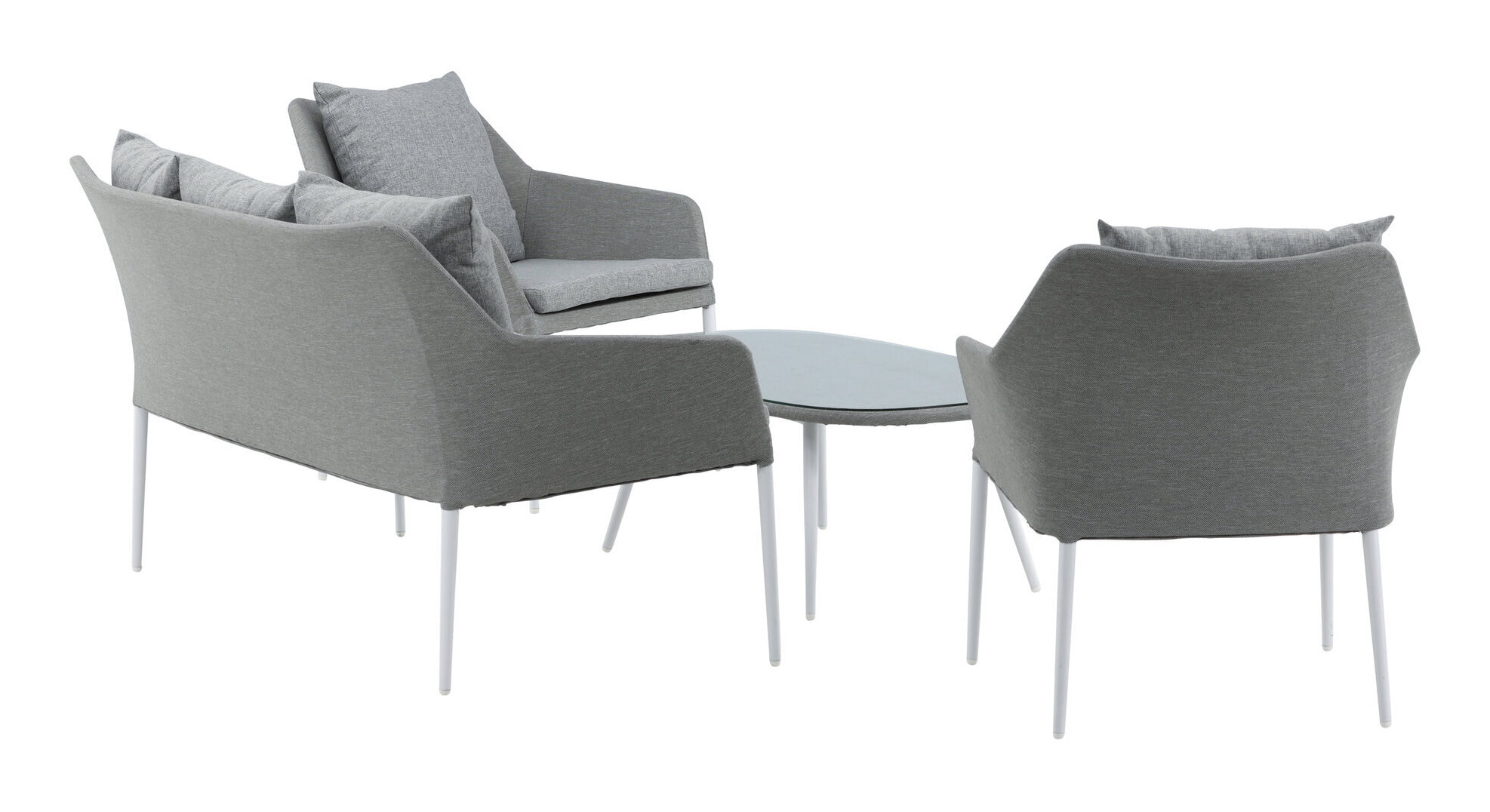 Nohr Loungeset 'Felica' Met bank, 2 loungestoelen en tafel, kleur Grijs