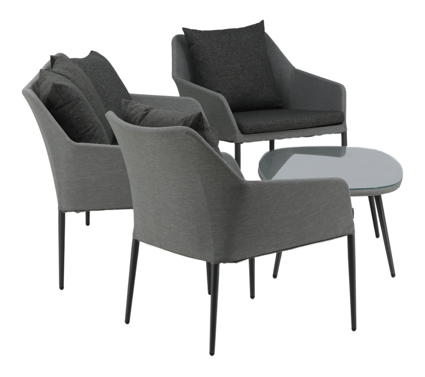 Nohr Loungeset 'Felica' Met bank, 2 loungestoelen en tafel, kleur Antraciet