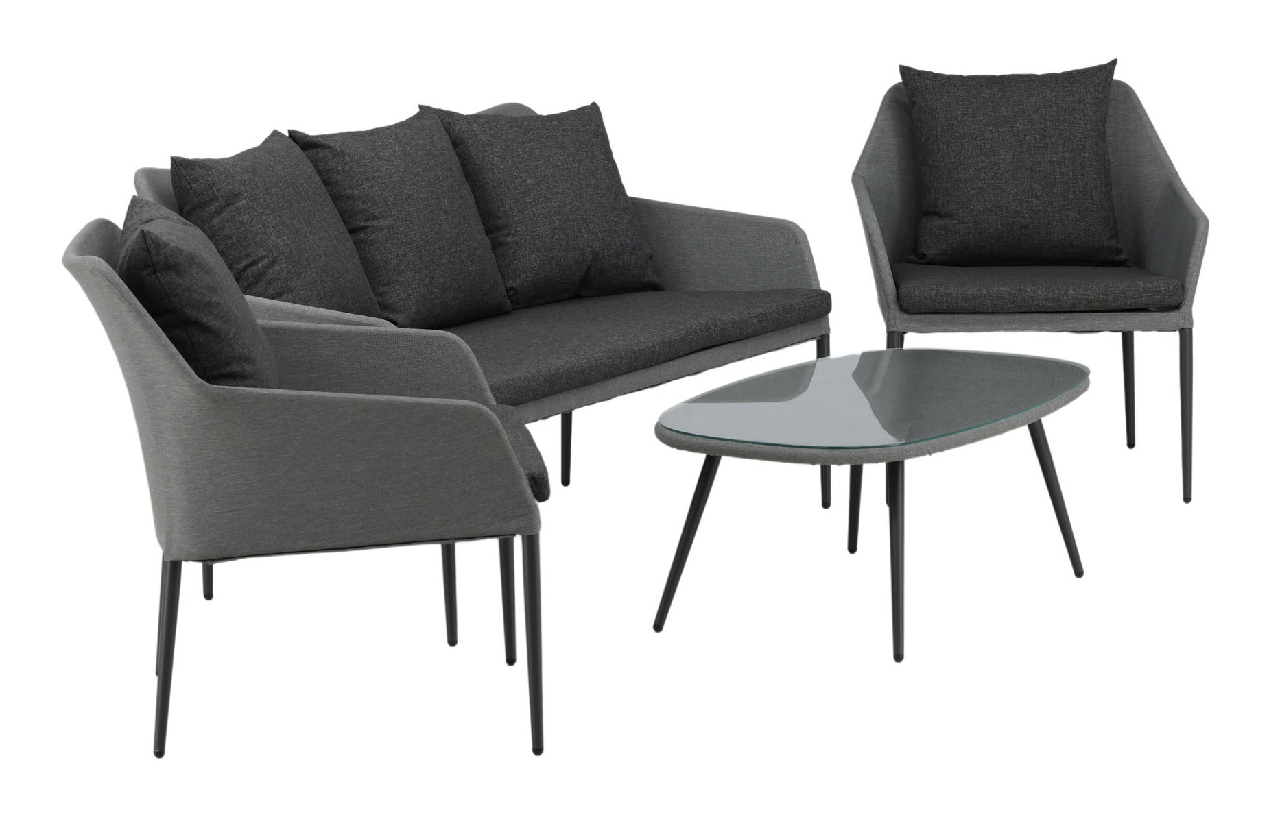 Nohr Loungeset 'Felica' Met bank, 2 loungestoelen en tafel, kleur Antraciet