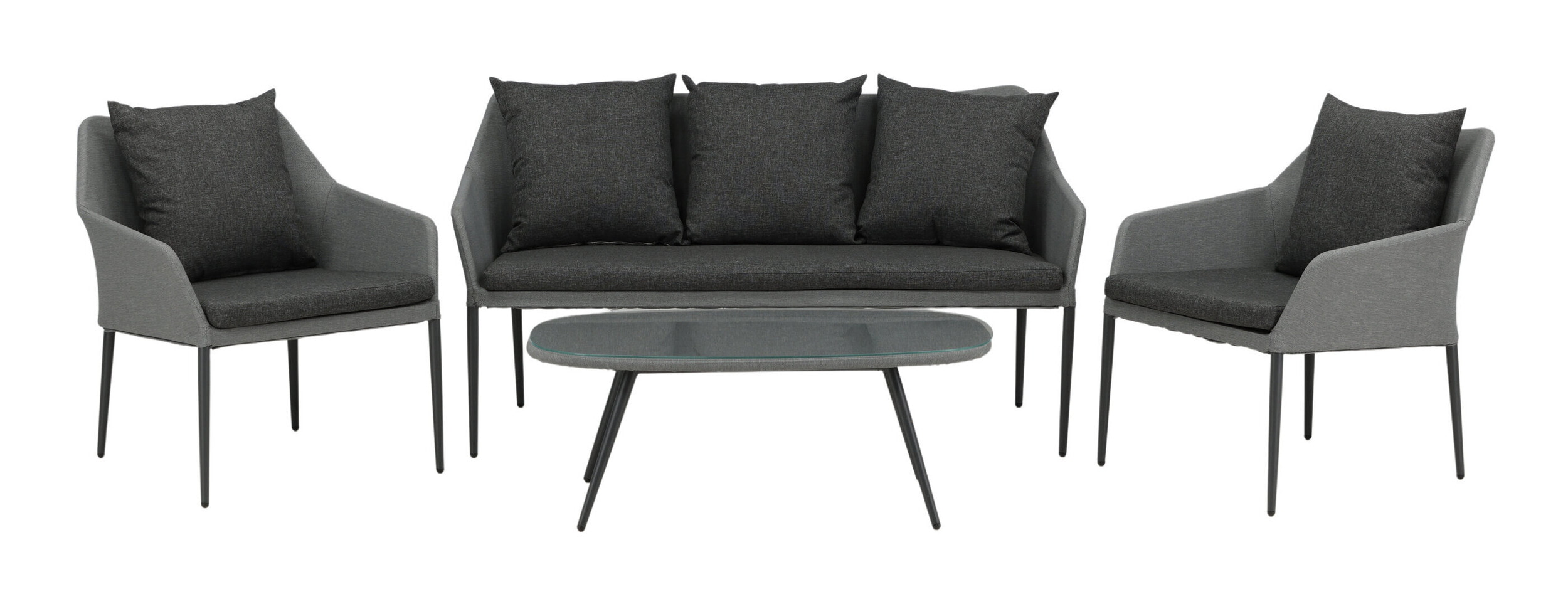 Nohr Loungeset 'Felica' Met bank, 2 loungestoelen en tafel, kleur Antraciet