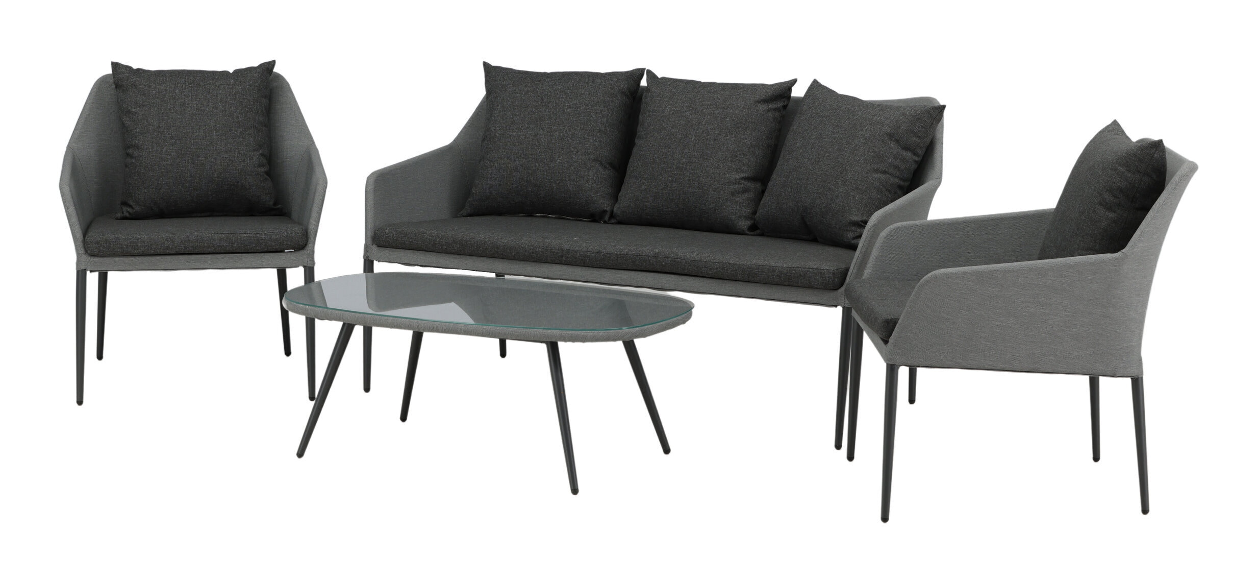 Nohr Loungeset 'Felica' Met bank, 2 loungestoelen en tafel, kleur Antraciet