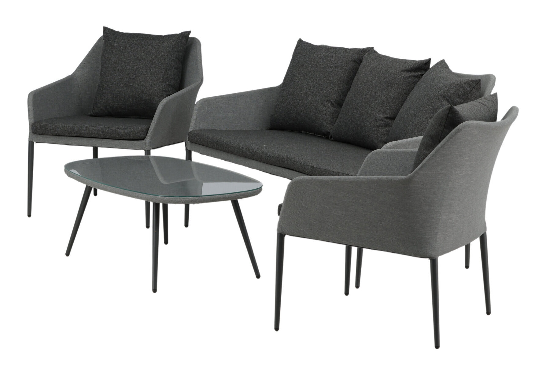 Nohr Loungeset 'Felica' Met bank, 2 loungestoelen en tafel, kleur Antraciet