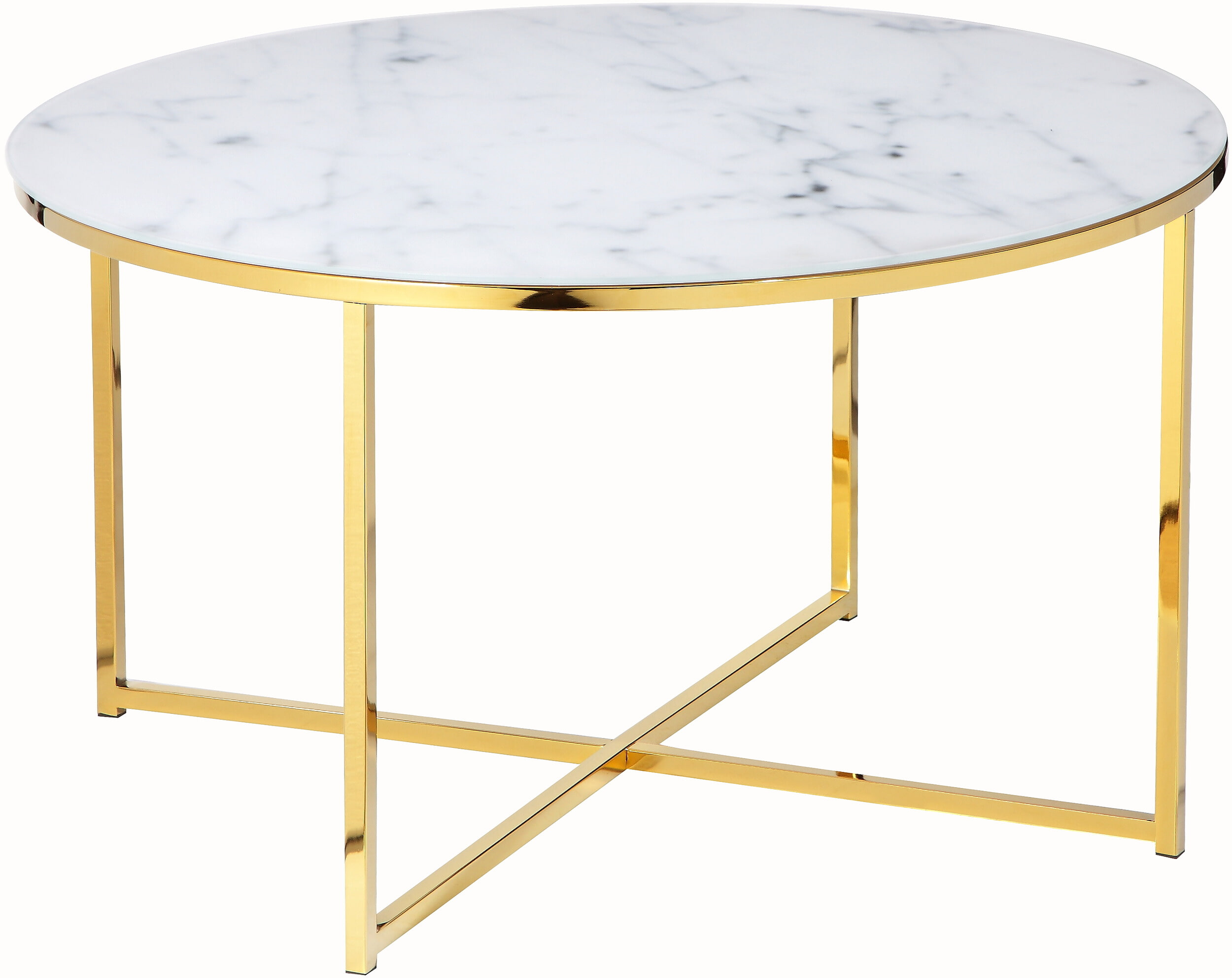 Artistiq Salontafel 'Roel', 80cm, Marmerlook, kleur Wit/Goud