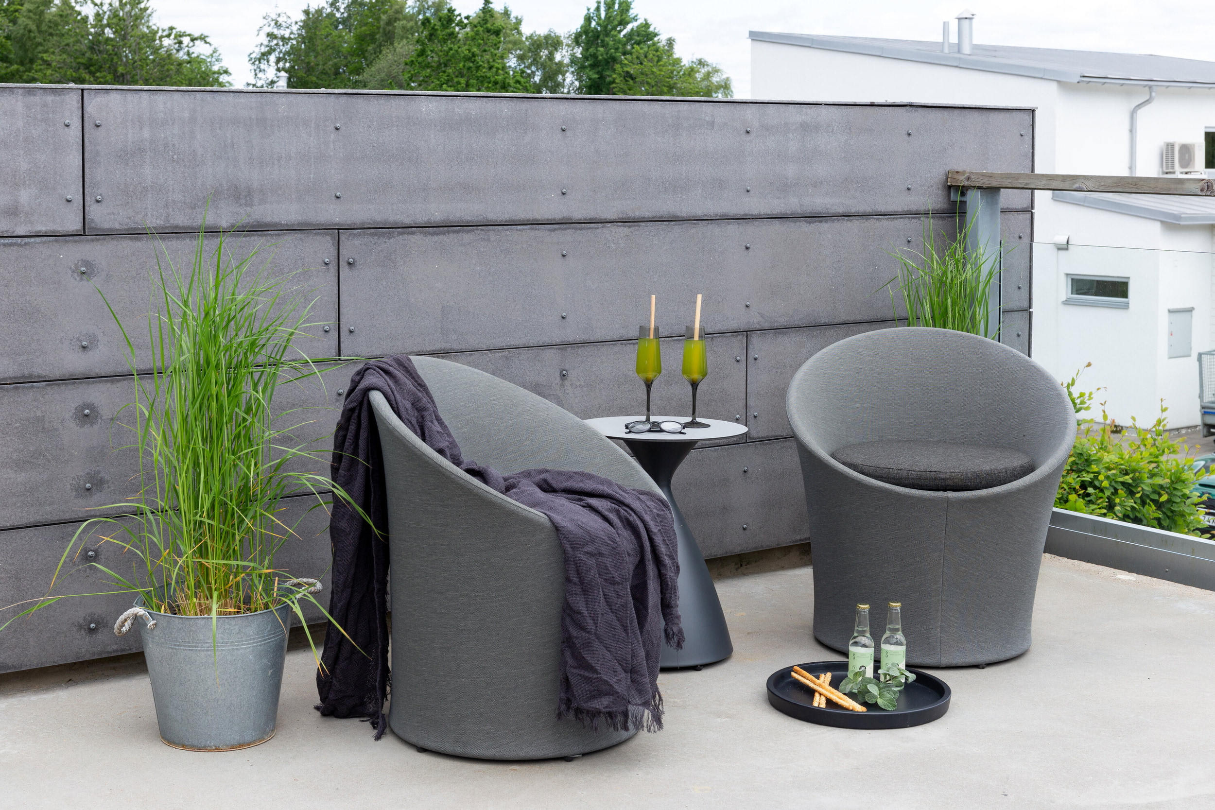 Nohr Loungeset 'Felica' Met 2 stoelen en tafel, kleur Zwart/Grijs