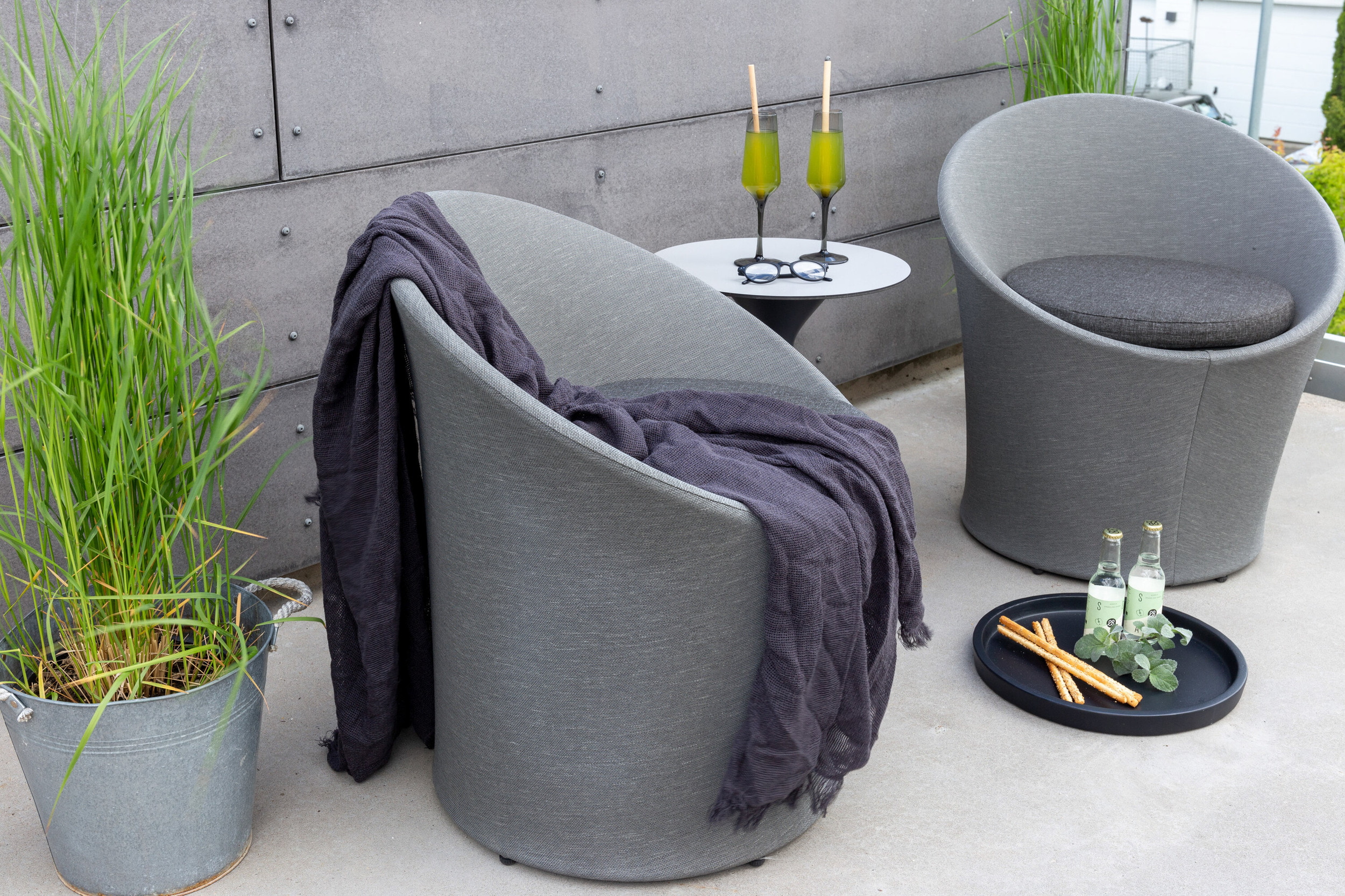 Nohr Loungeset 'Felica' Met 2 stoelen en tafel, kleur Zwart/Grijs