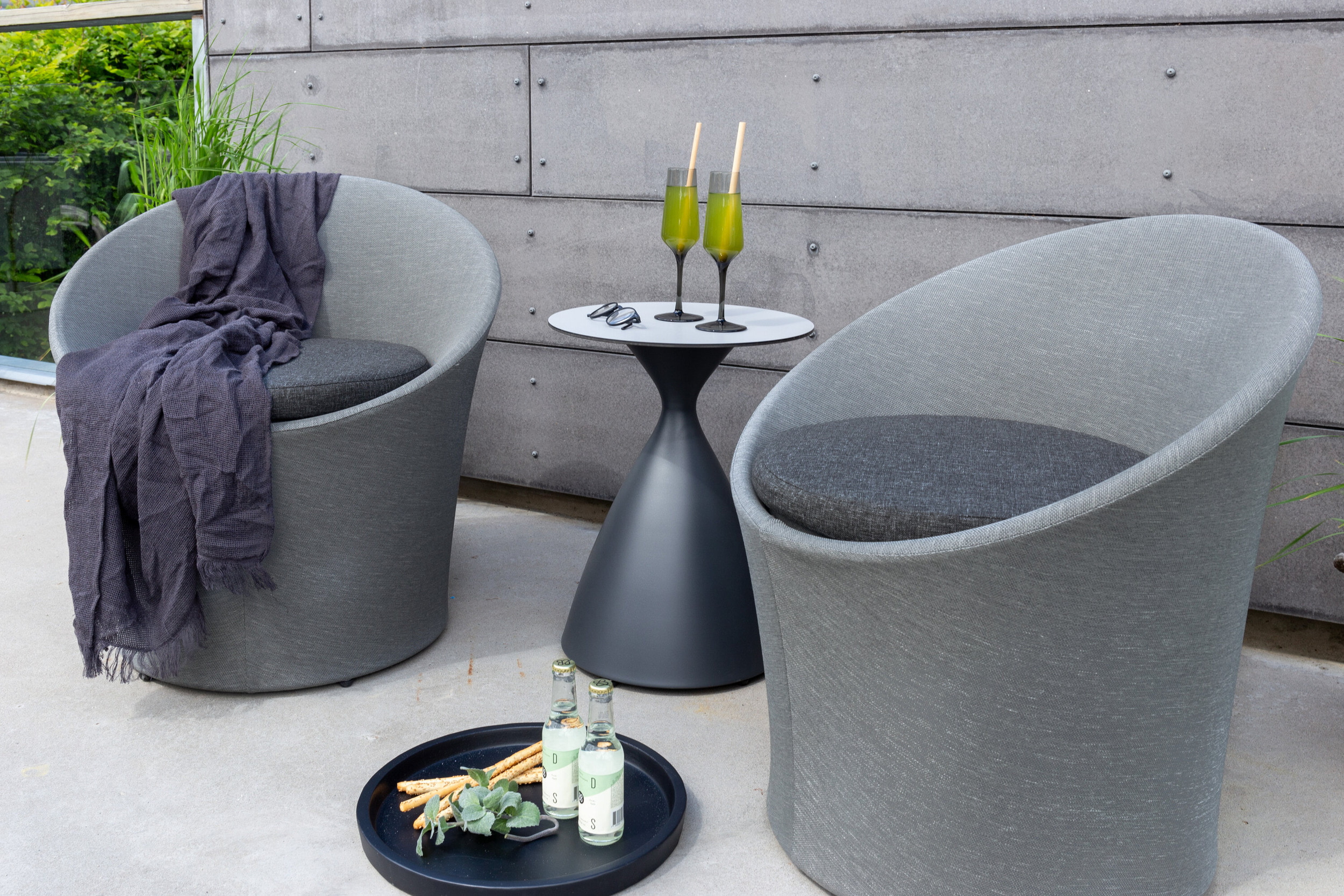 Nohr Loungeset 'Felica' Met 2 stoelen en tafel, kleur Zwart/Grijs