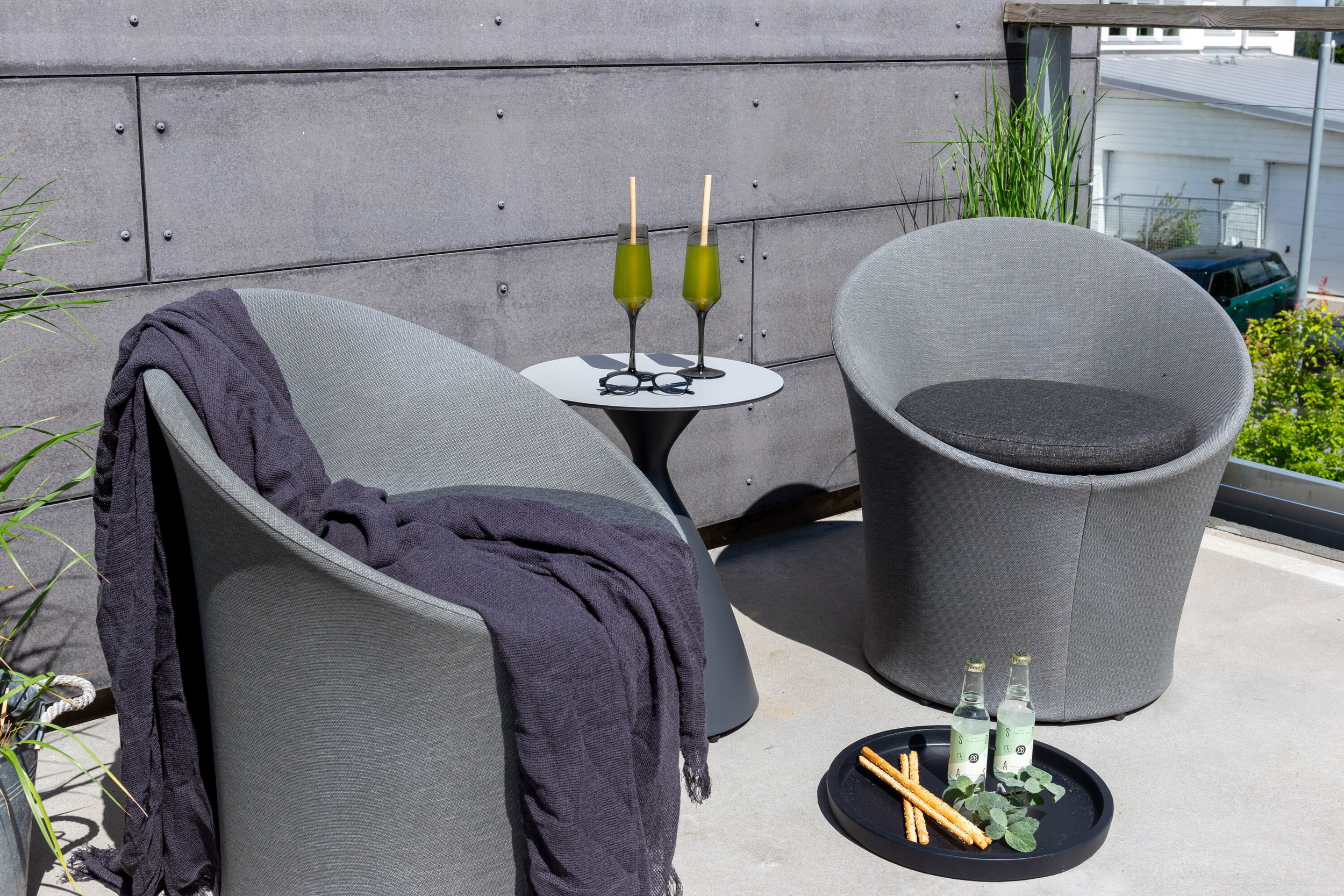 Nohr Loungeset 'Felica' Met 2 stoelen en tafel, kleur Zwart/Grijs