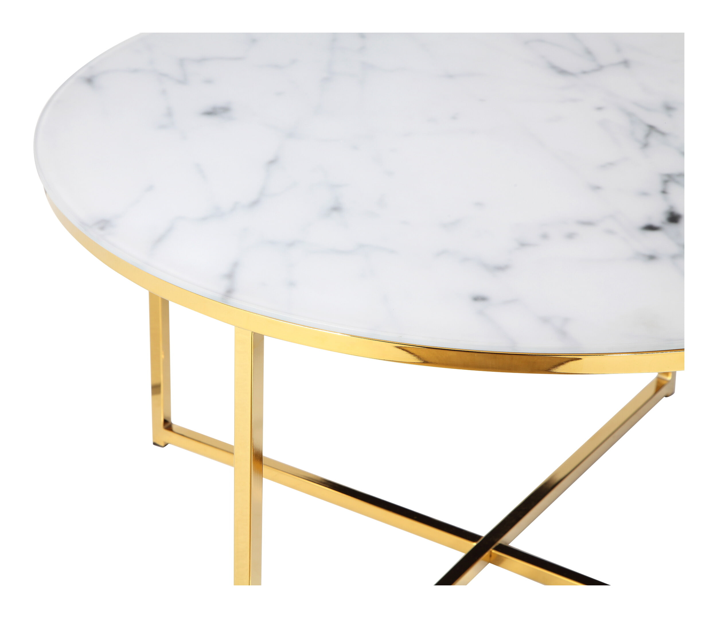 Artistiq Salontafel 'Roel', 80cm, Marmerlook, kleur Wit/Goud