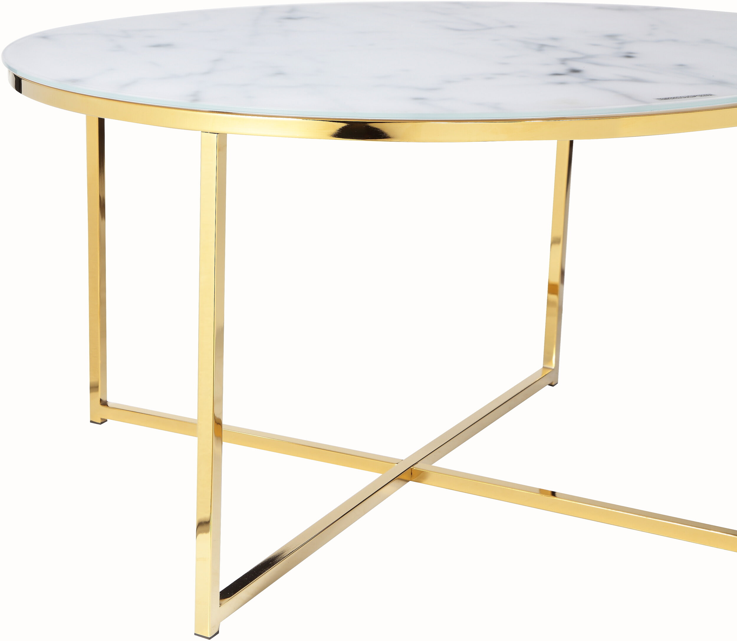Artistiq Salontafel 'Roel', 80cm, Marmerlook, kleur Wit/Goud