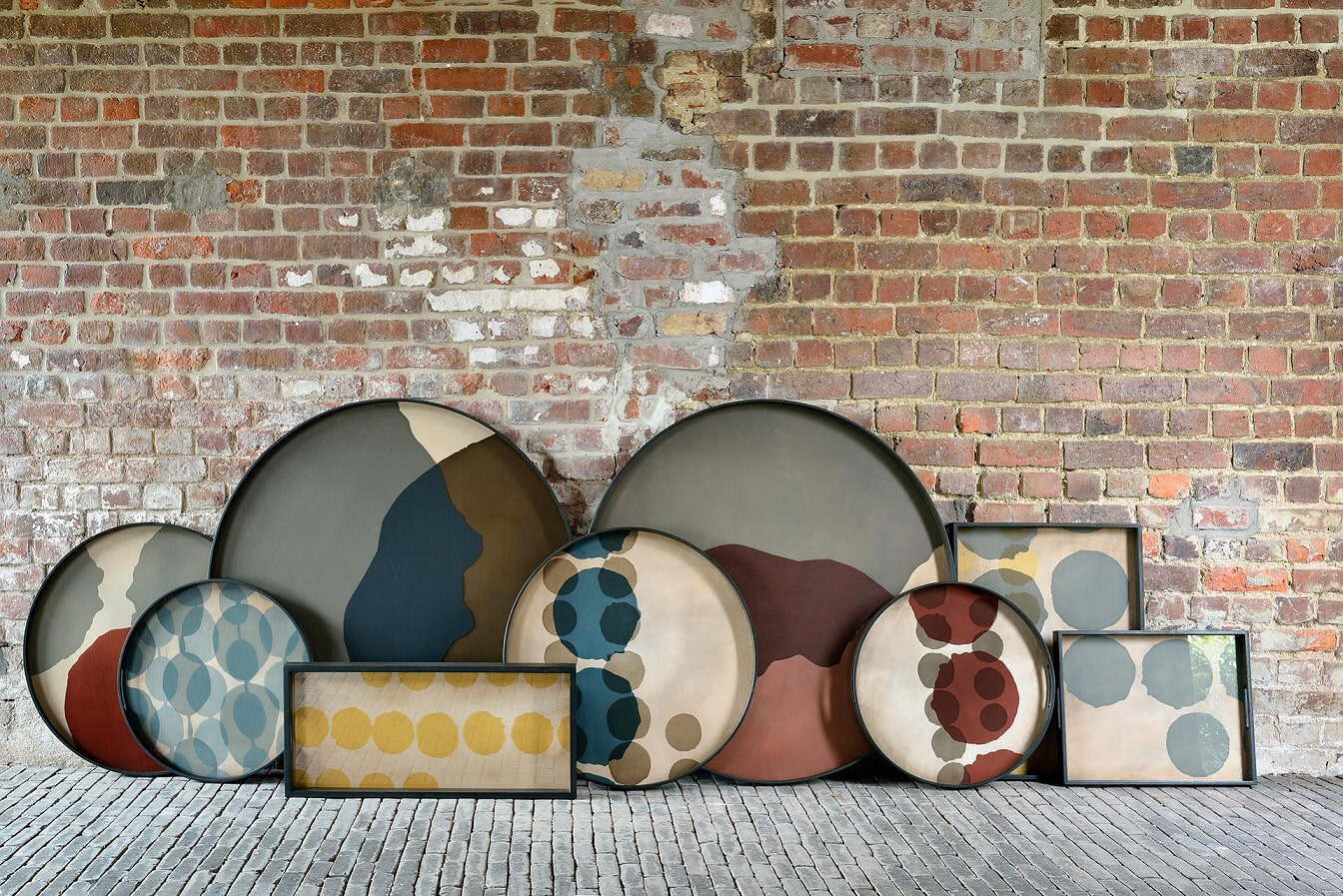 Ethnicraft Rond Dienblad 'Layered Dots' 48cm, kleur Pinot