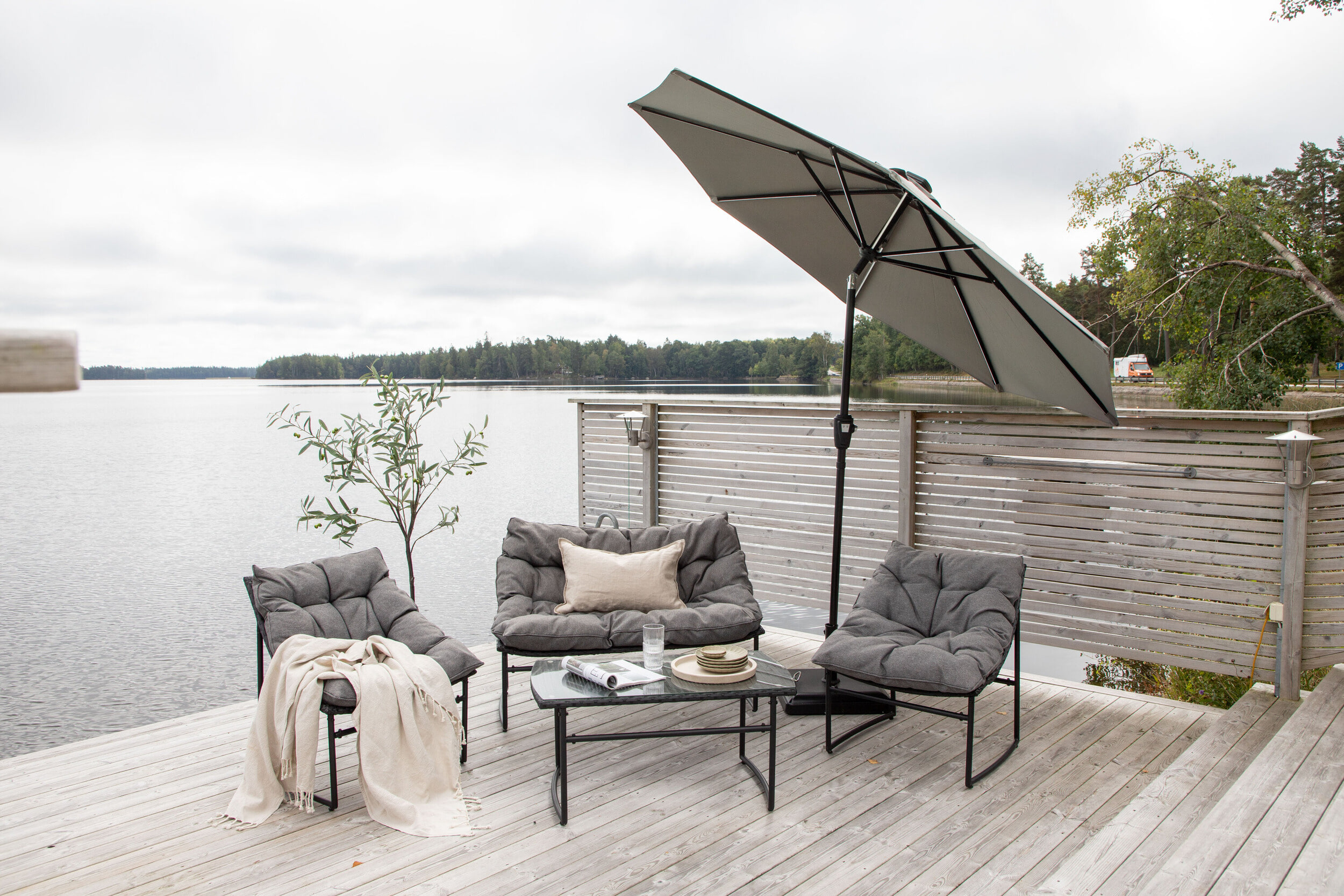 Nohr Parasol 'Bryttany' LED, 270cm, kleur Grijs