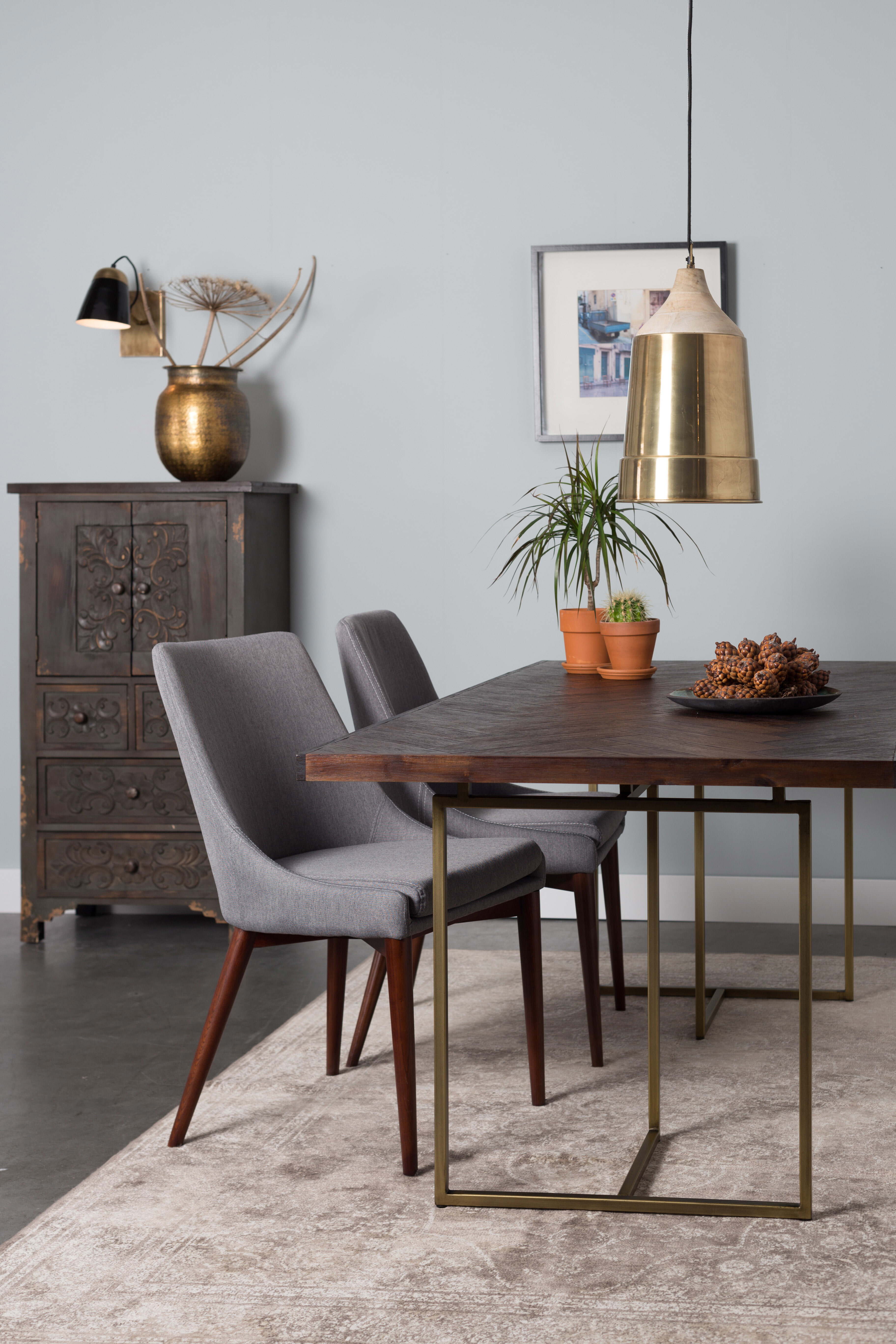 Dutchbone Eettafel 'Class' Antique Brass, 180 x 90cm