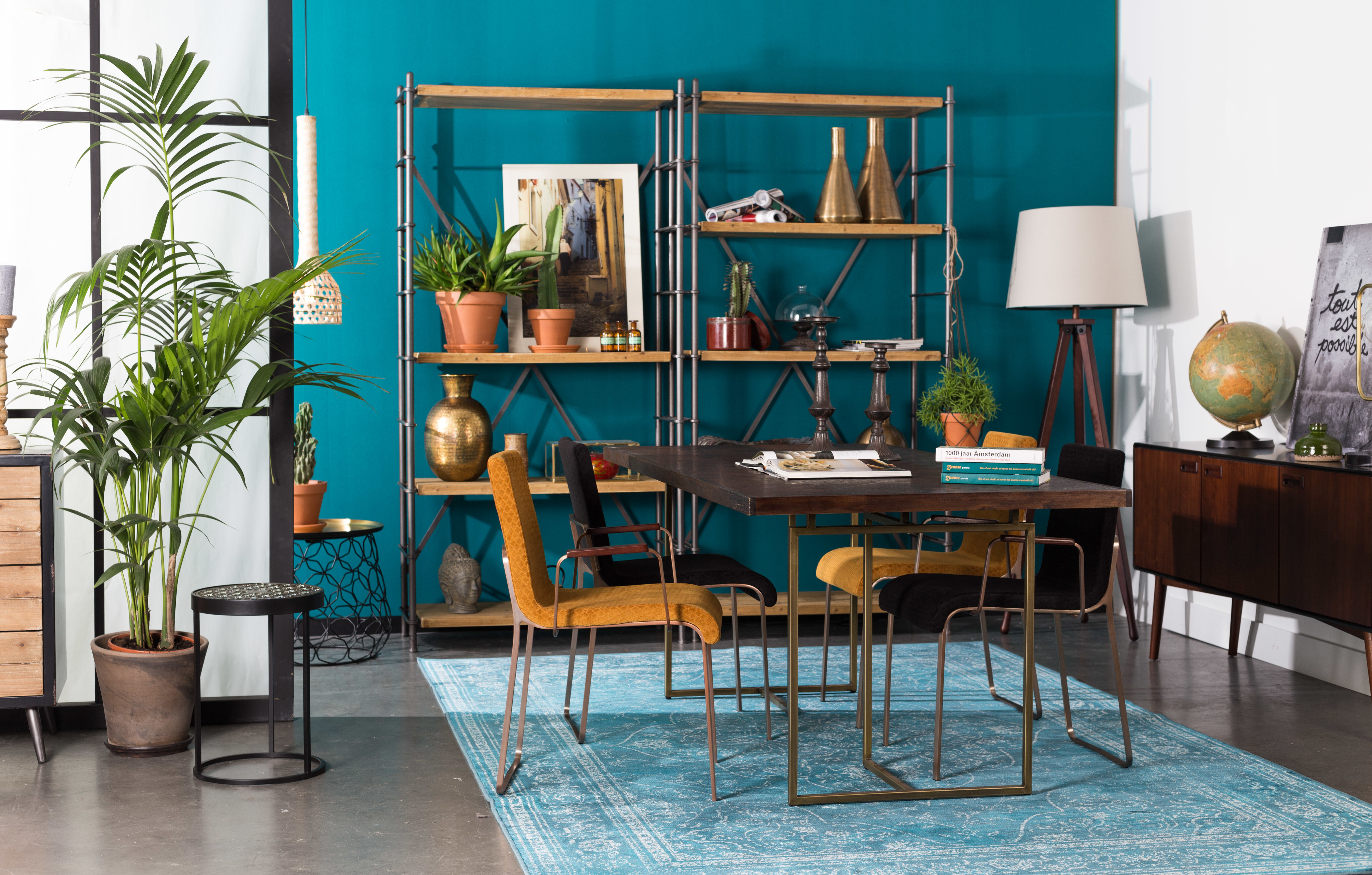 Dutchbone Eettafel 'Class' Antique Brass, 180 x 90cm