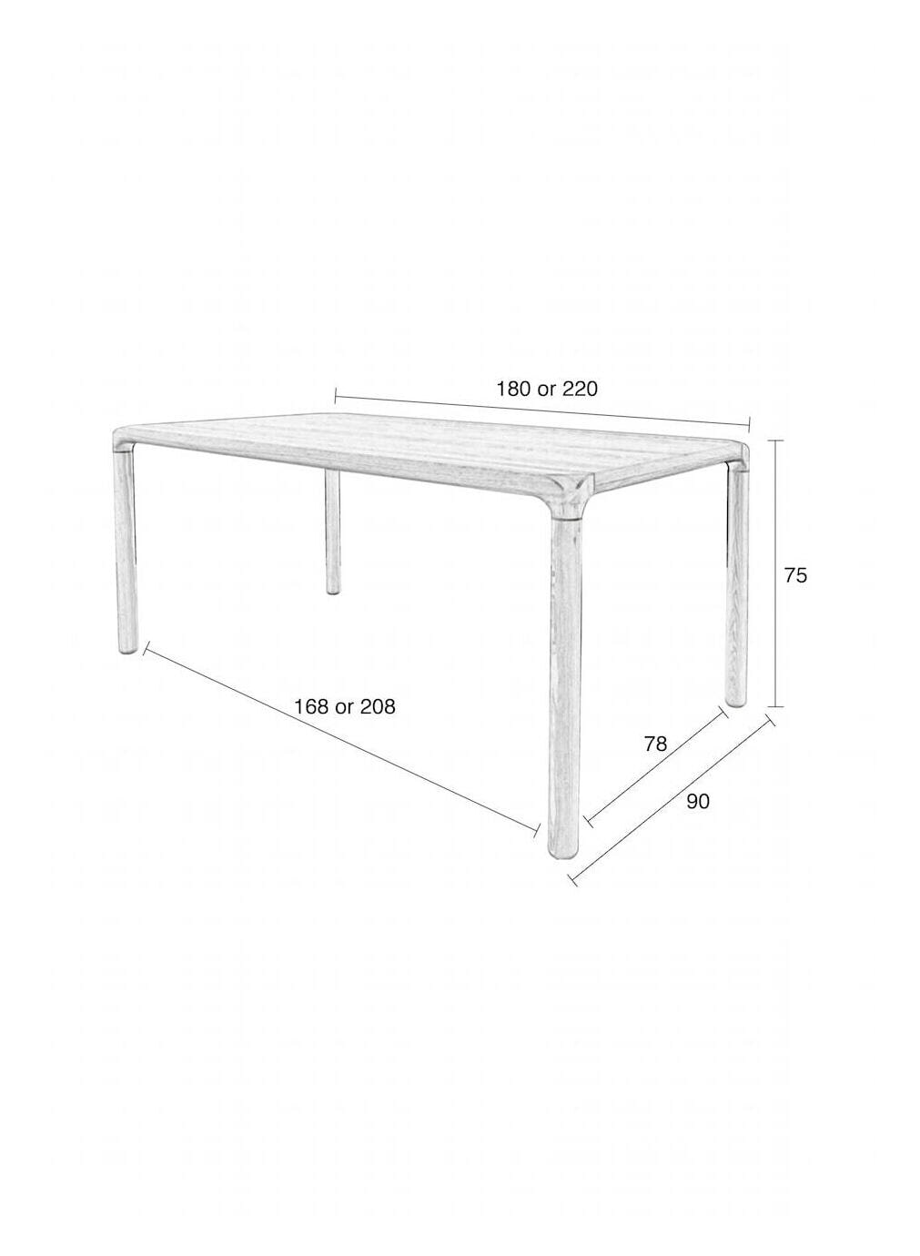 Zuiver Eettafel 'Storm' Essenhout, 220 x 90cm, kleur Zwart