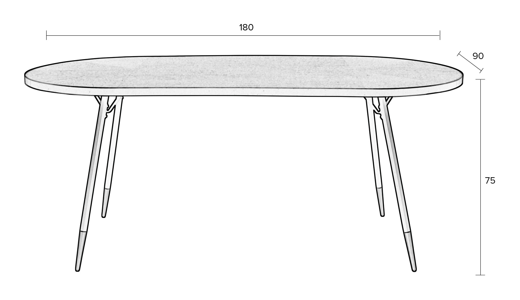 ZILT Eettafel 'Nicolaj', 180x90cm