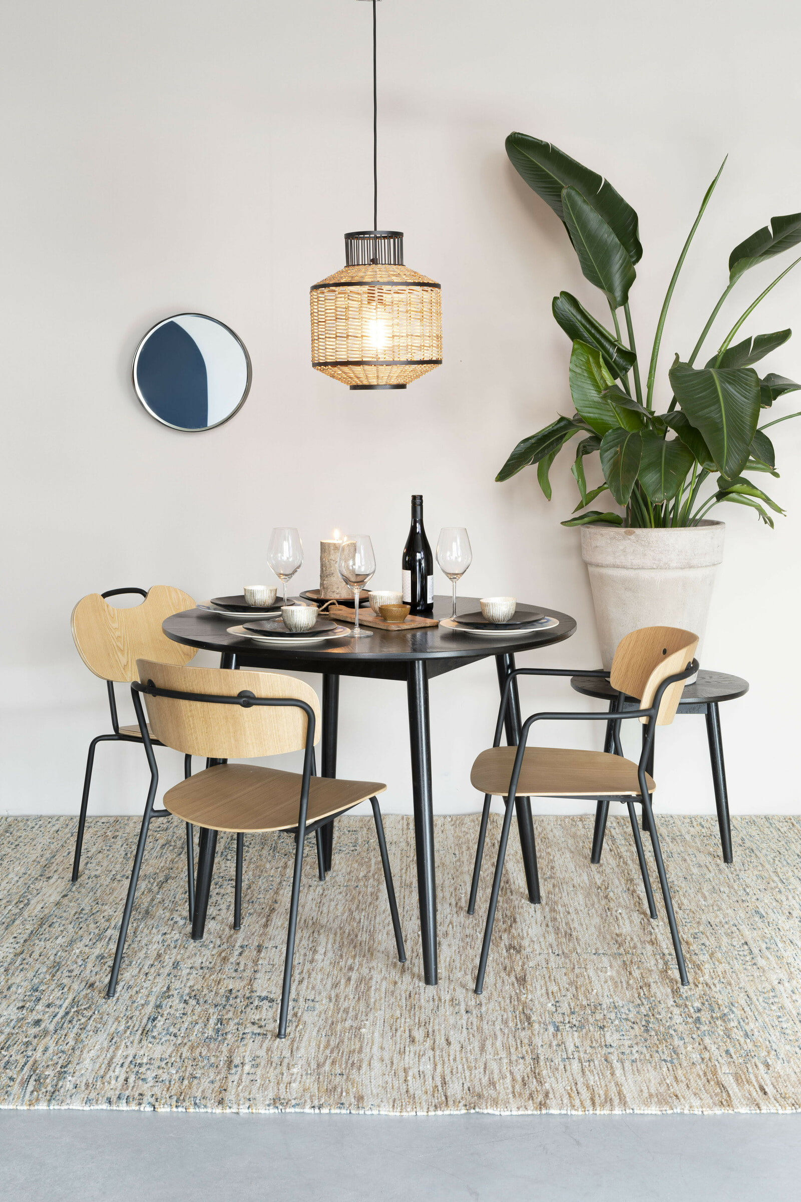 ZILT Ronde Eettafel 'Memo' Eikenhout, 100cm, kleur Zwart