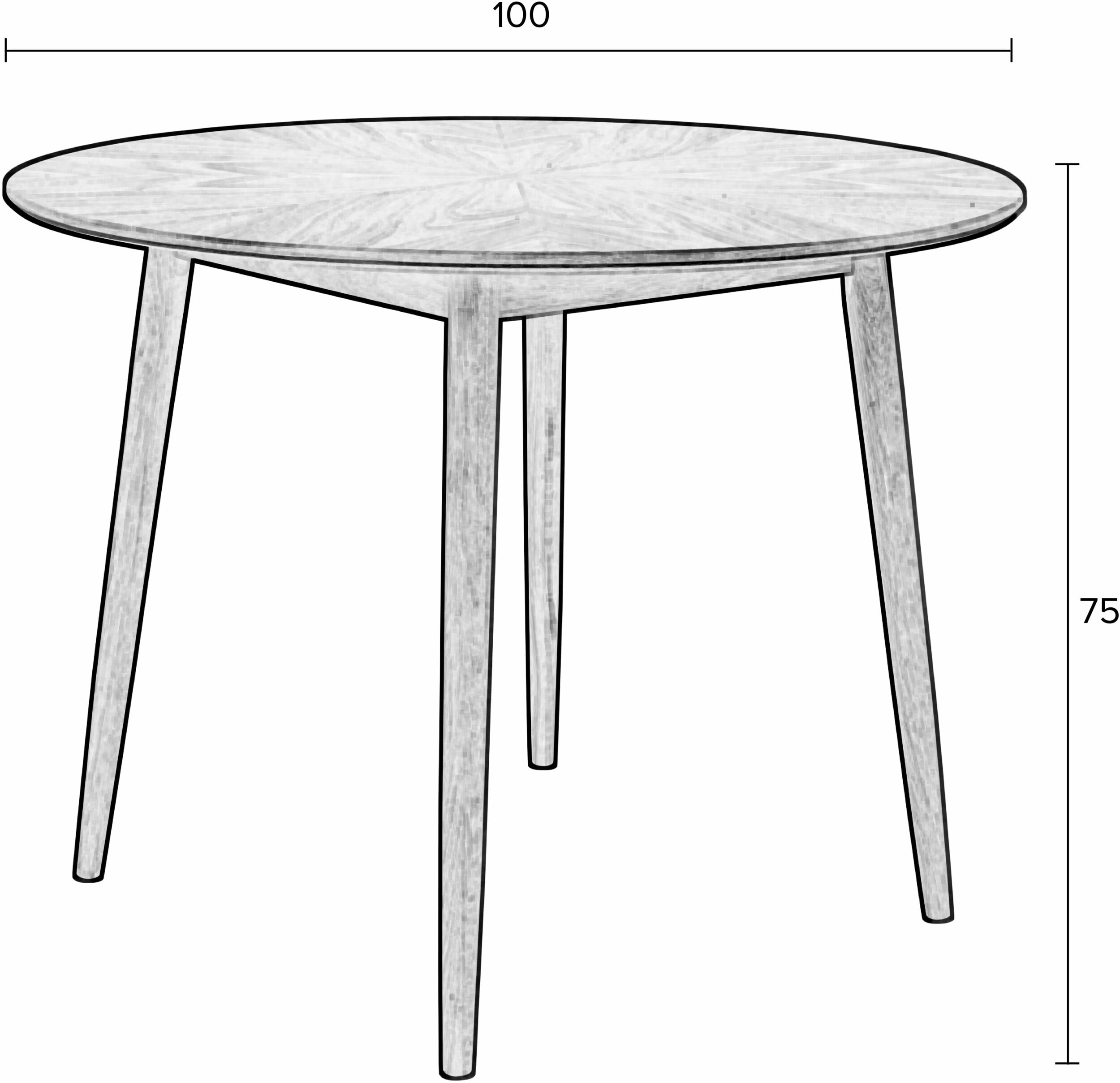 ZILT Ronde Eettafel 'Memo' Eikenhout, 100cm, kleur Zwart