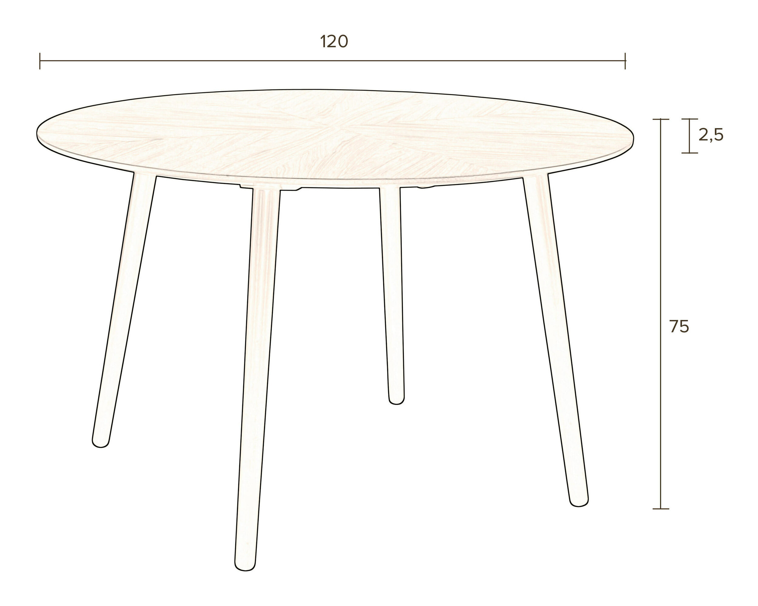 Dutchbone Ronde Eettafel 'Clover' Notenhout, 120cm
