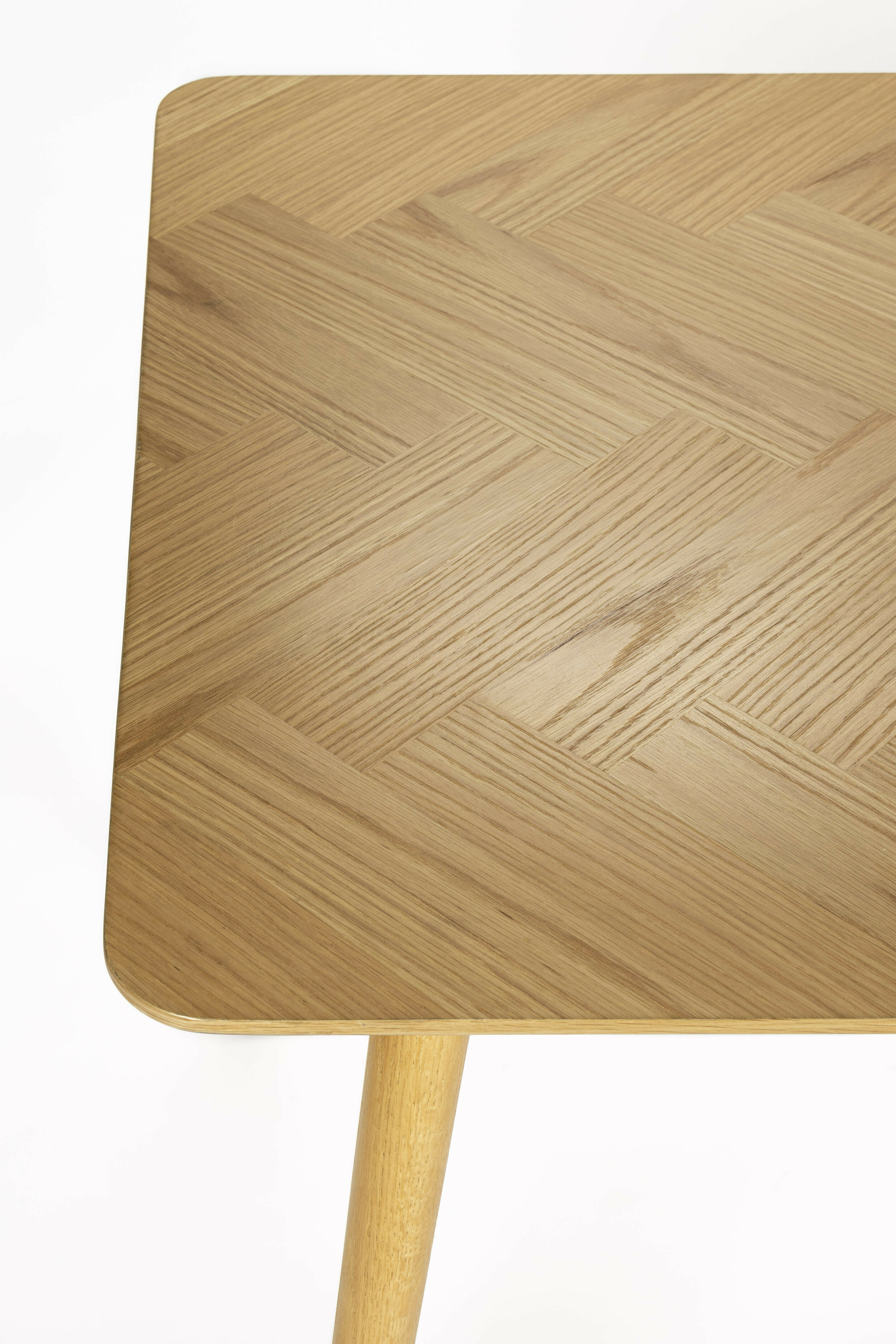 ZILT Eettafel 'Hany' Eikenhout Visgraat, 160 x 80cm, kleur Naturel