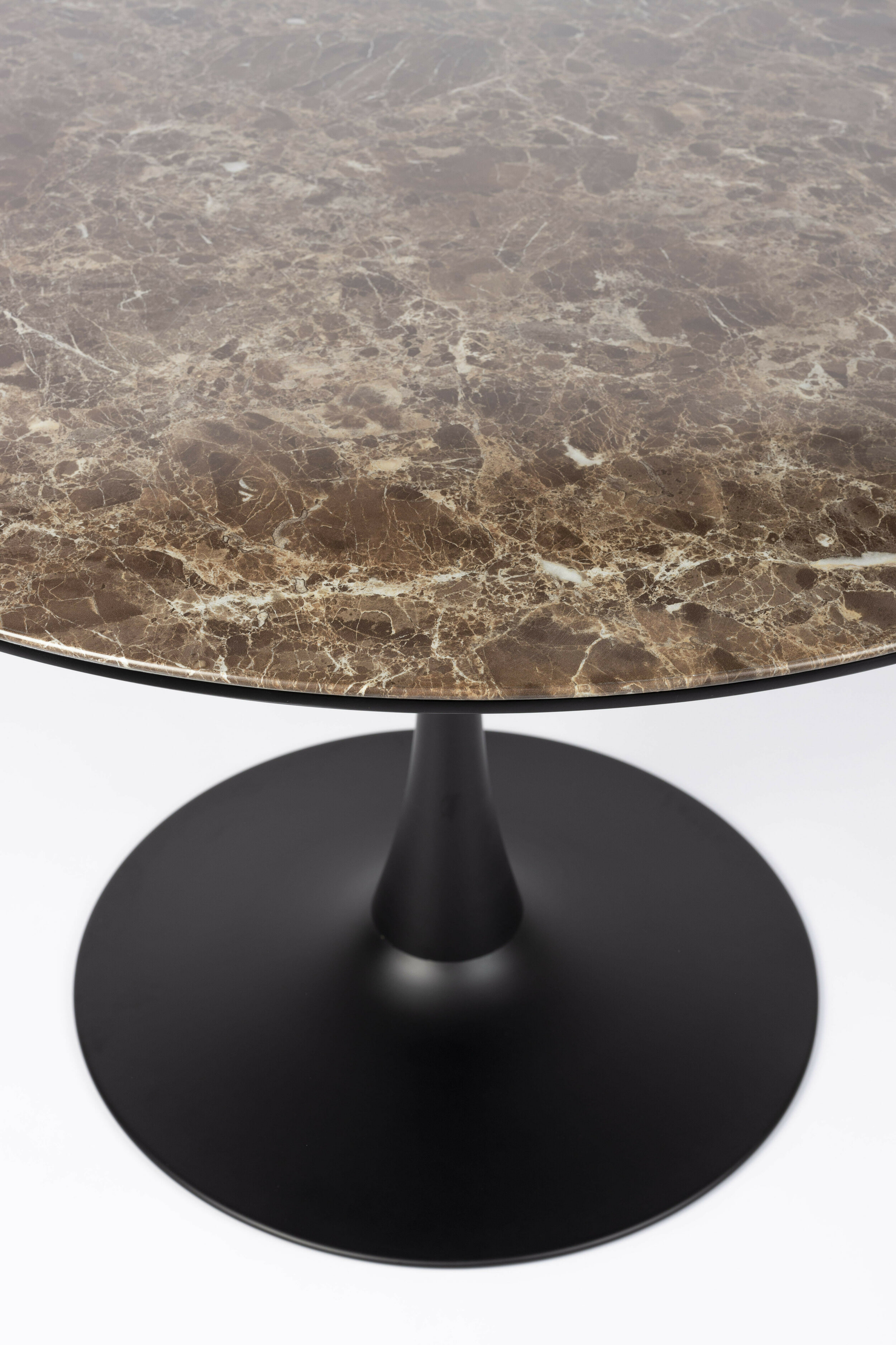 ZILT Ronde Eettafel 'Trisha' Marmerlook, 110cm, kleur Bruin