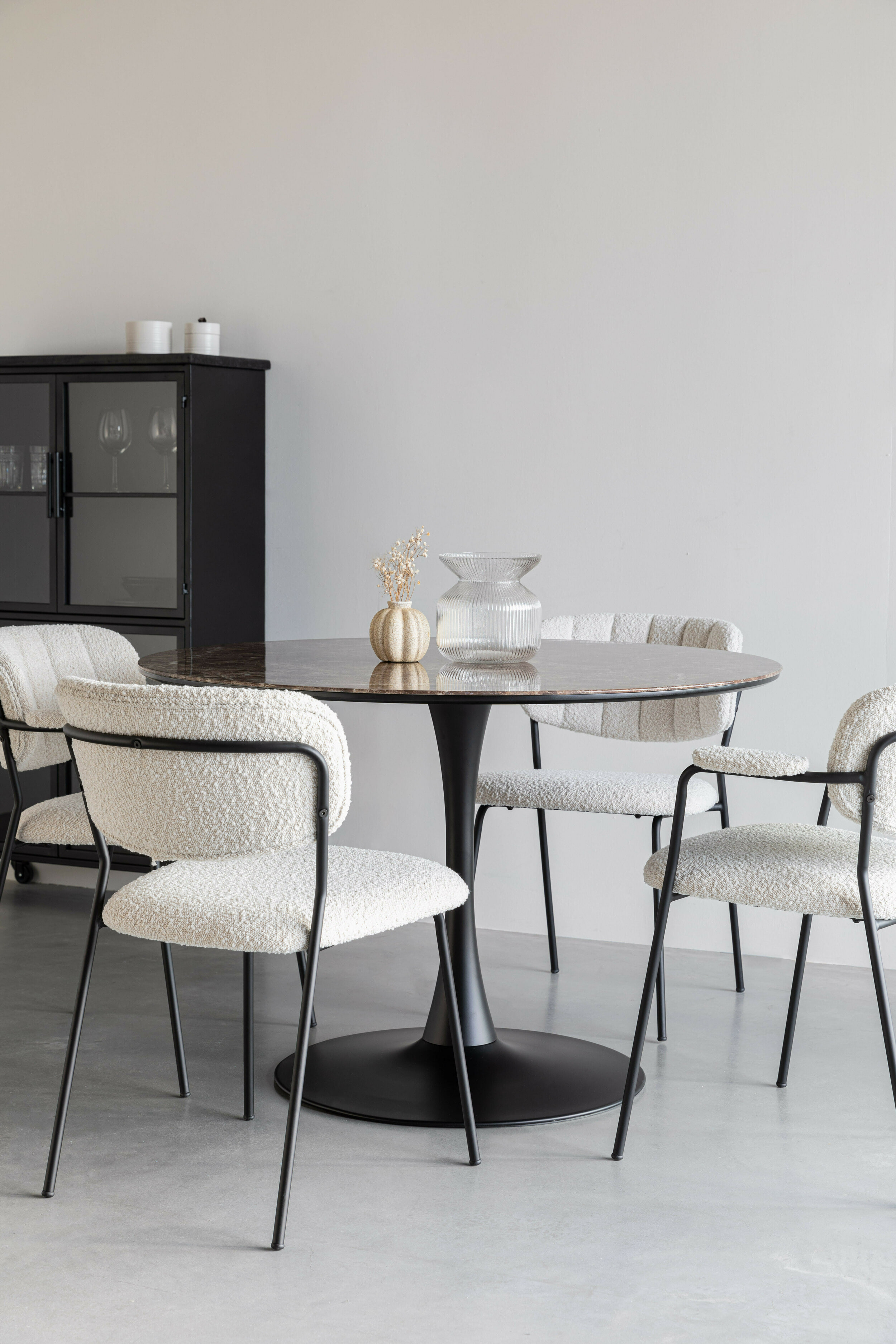 ZILT Ronde Eettafel 'Trisha' Marmerlook, 110cm, kleur Bruin