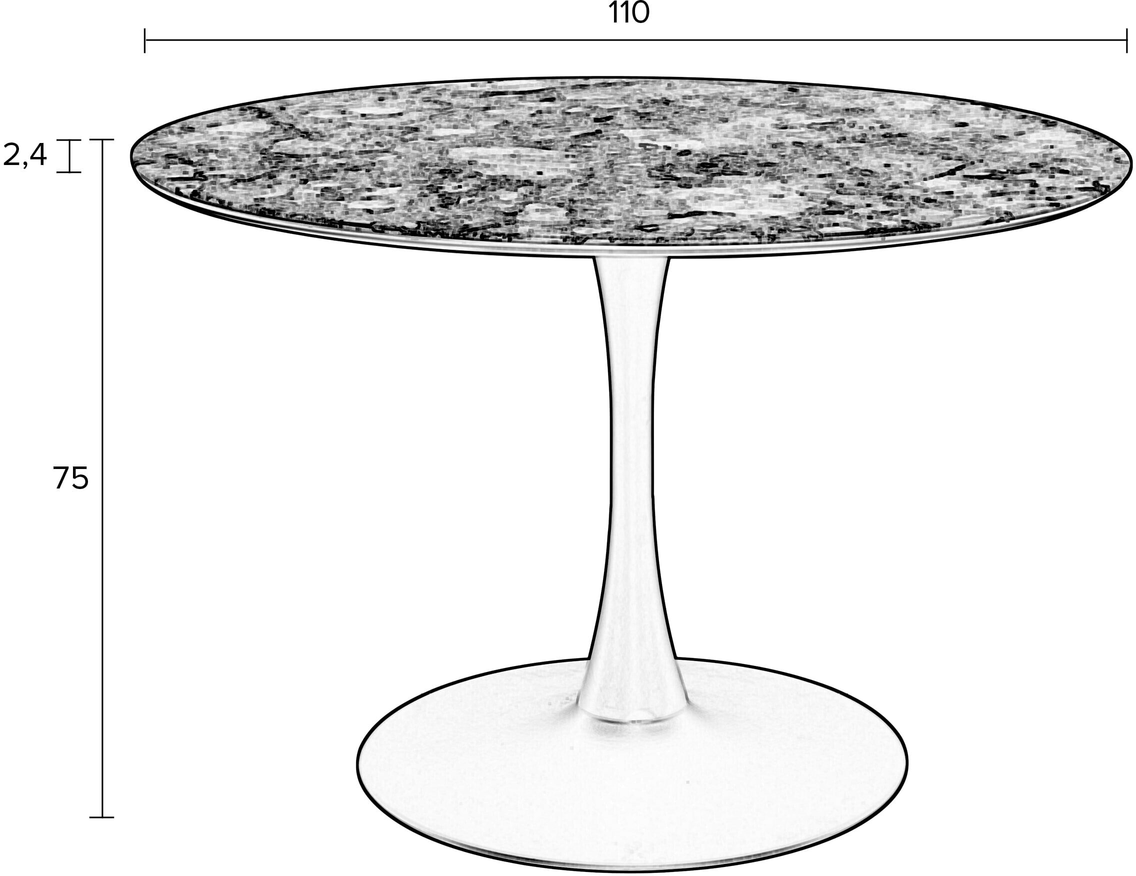 ZILT Ronde Eettafel 'Trisha' Marmerlook, 110cm, kleur Bruin