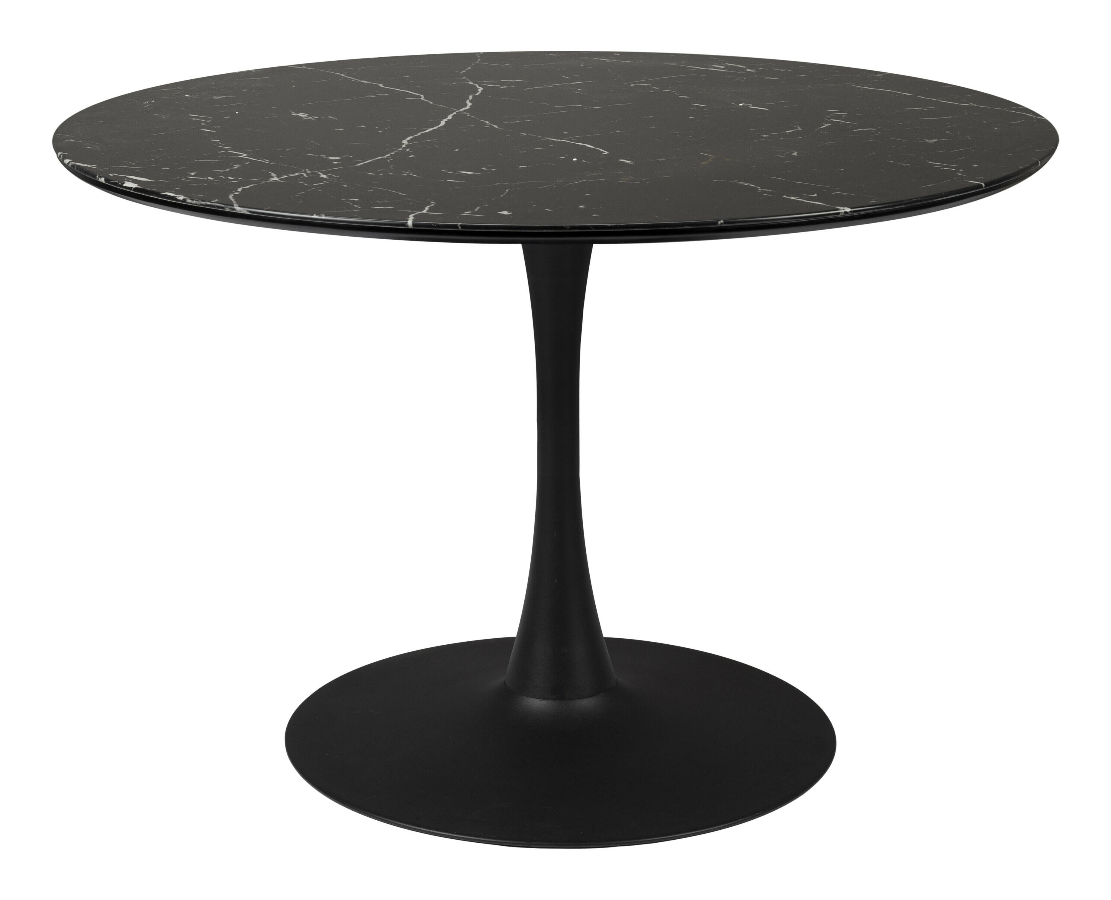 ZILT Ronde Eettafel 'Trisha' Marmerlook, 110cm, kleur Zwart