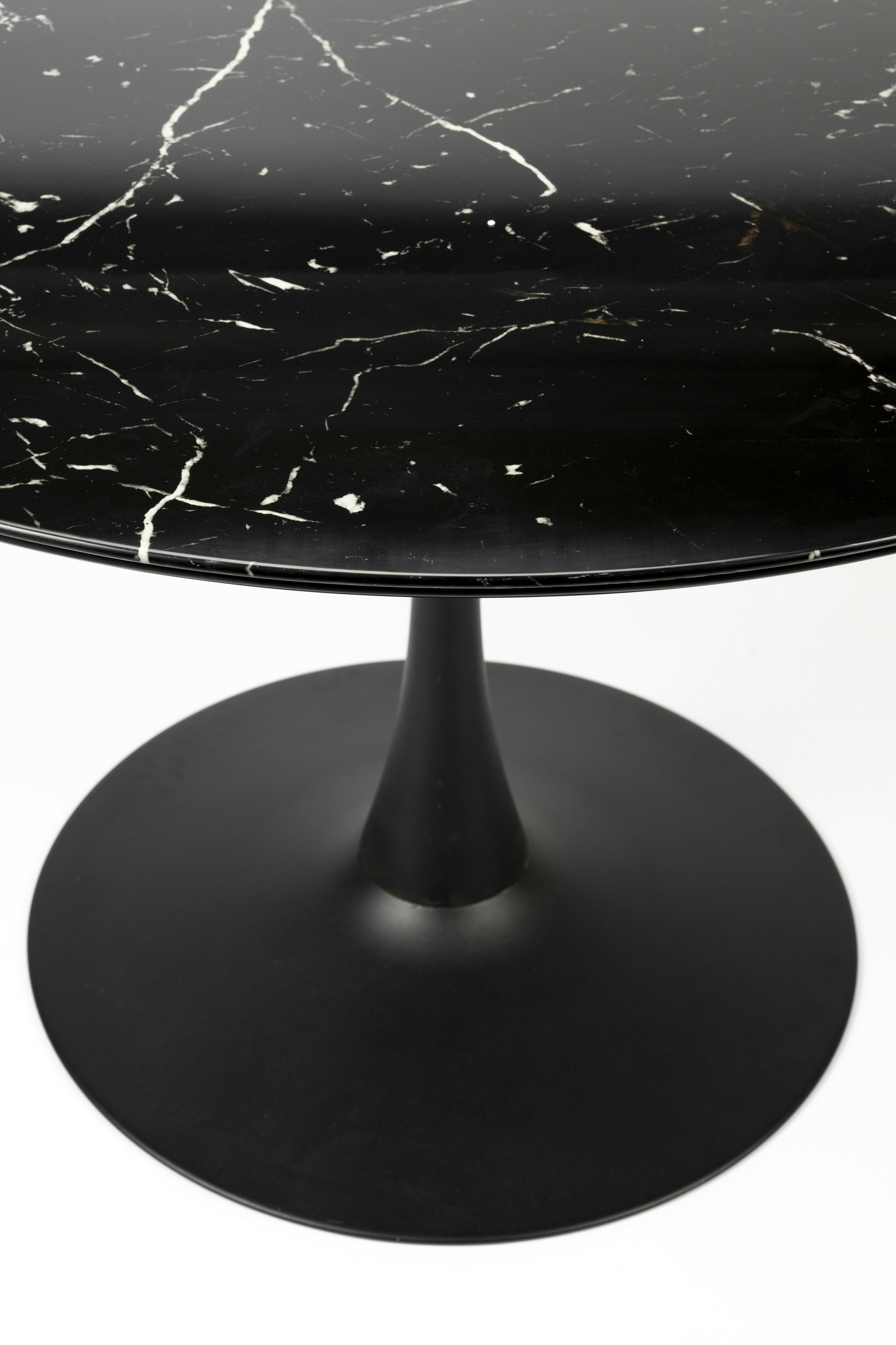 ZILT Ronde Eettafel 'Trisha' Marmerlook, 110cm, kleur Zwart