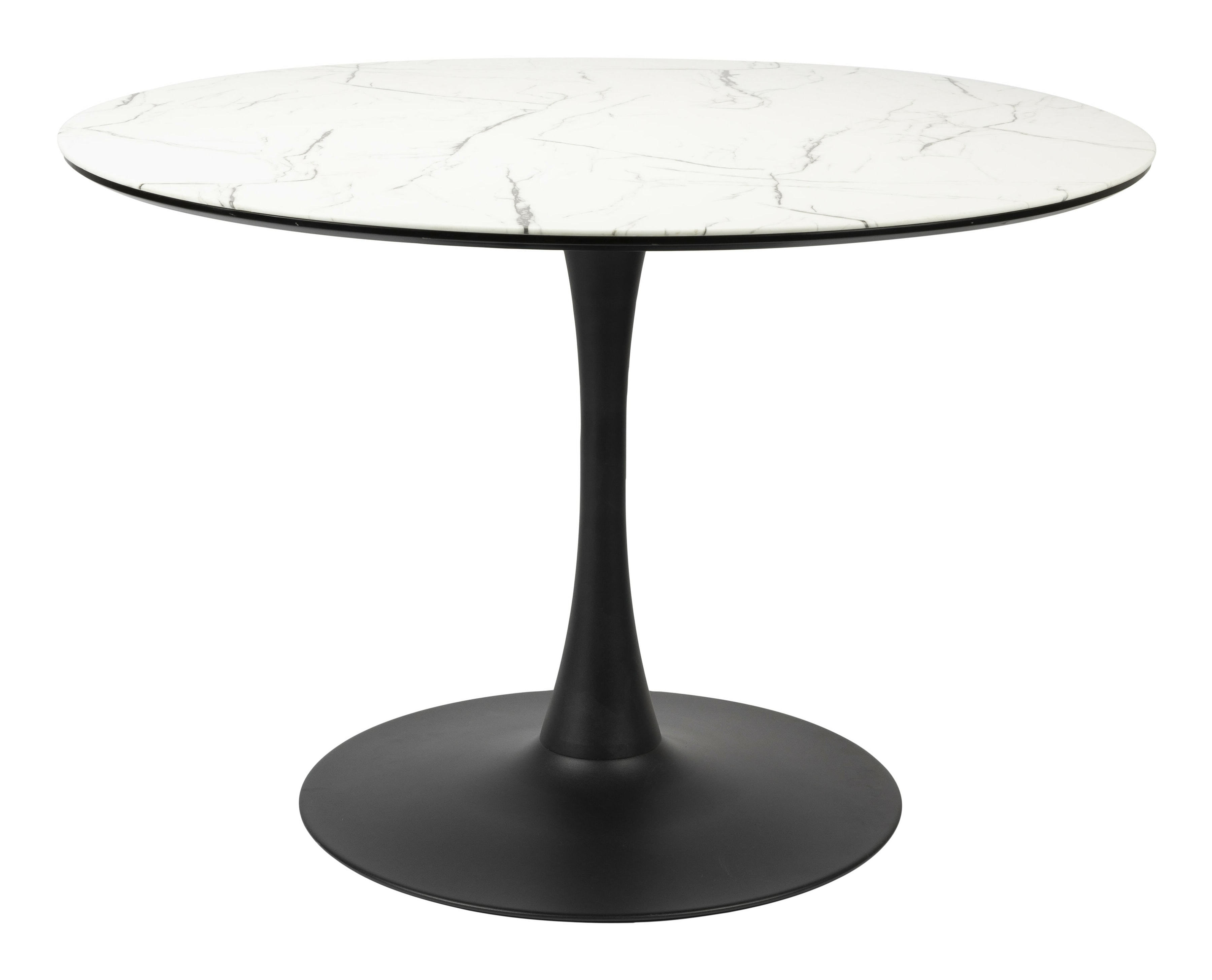 ZILT Ronde Eettafel 'Trisha' Marmerlook, 110cm, kleur Wit